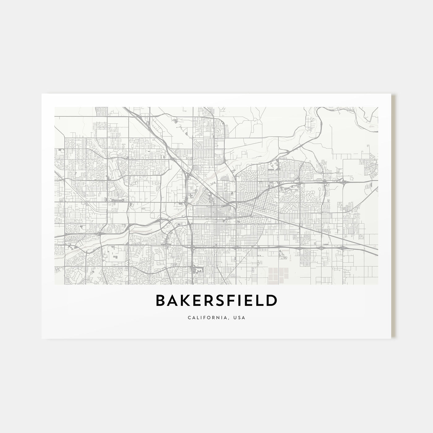 Bakersfield Map Landscape Poster