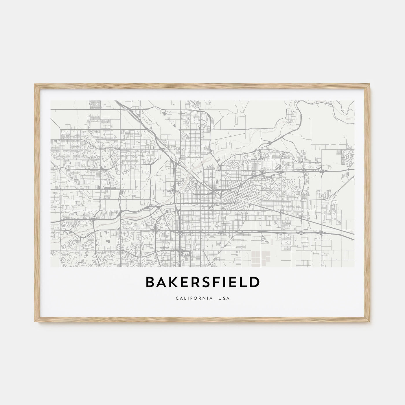Bakersfield Map Landscape Poster