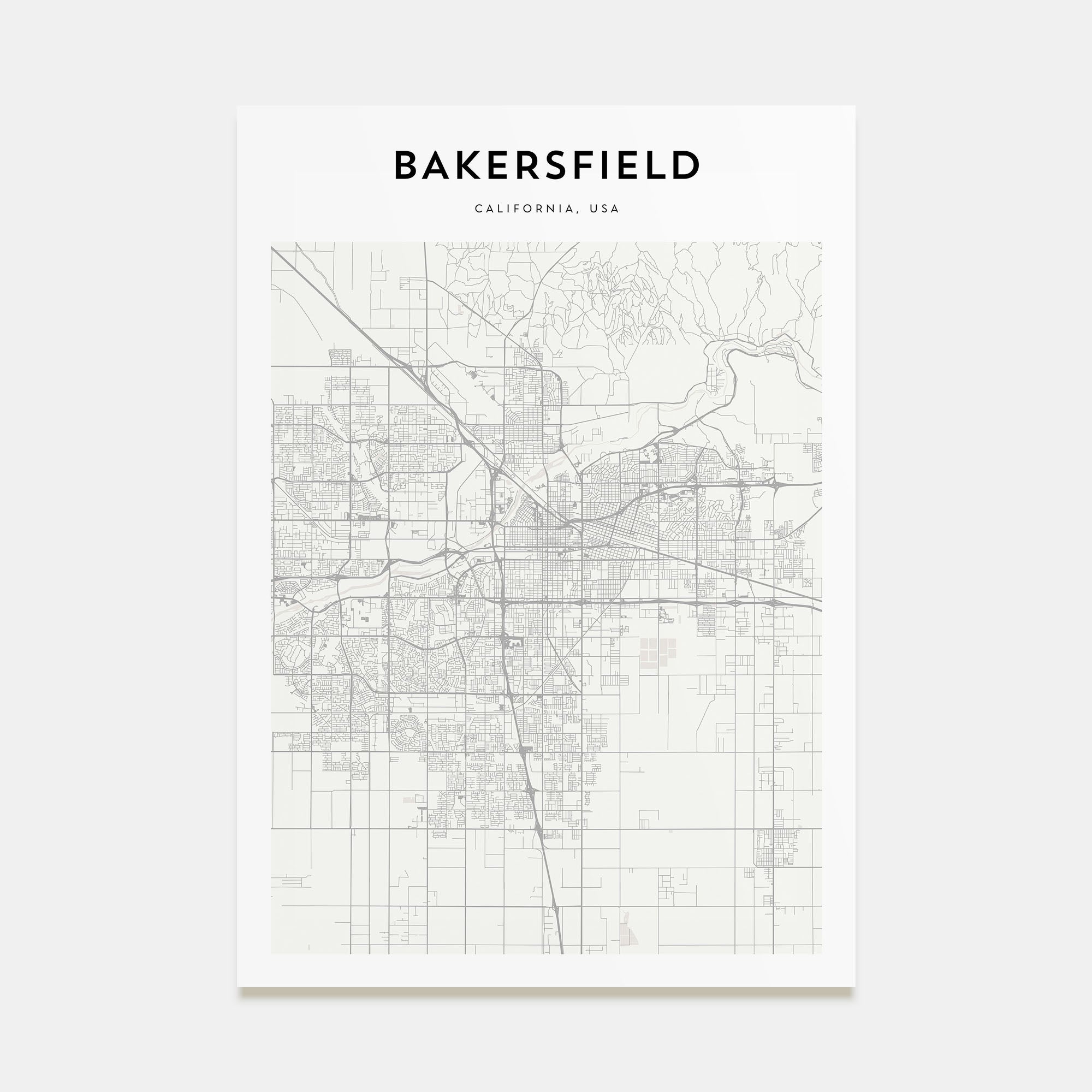 Bakersfield Map Portrait Poster