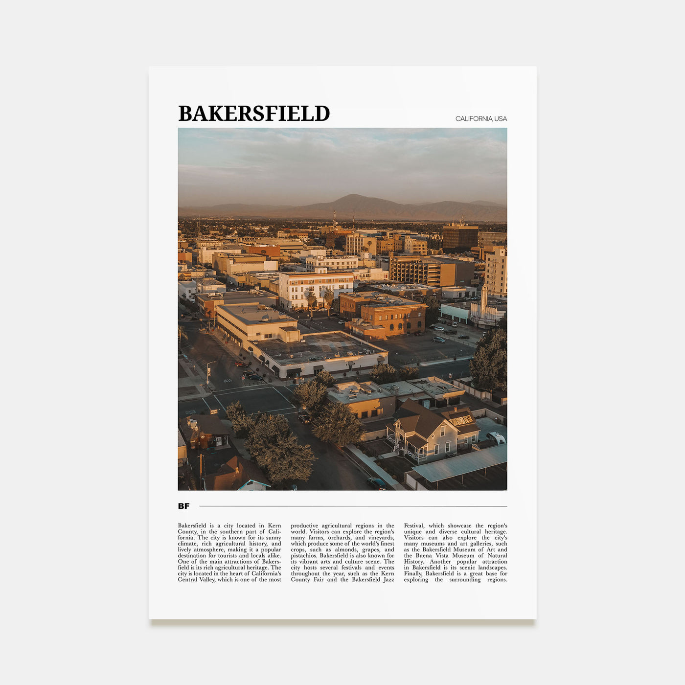 Bakersfield Travel Color Poster