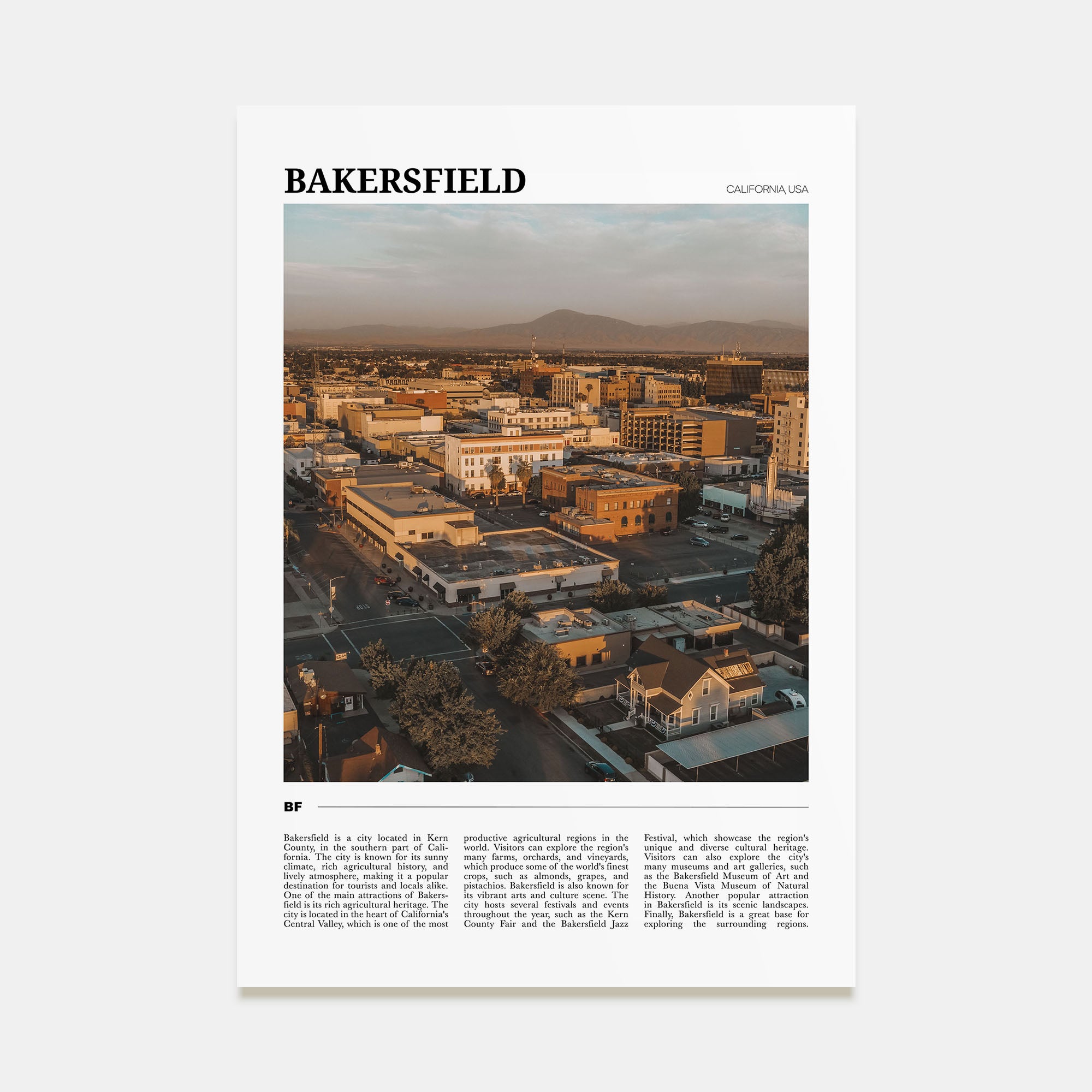 Bakersfield Travel Color Poster