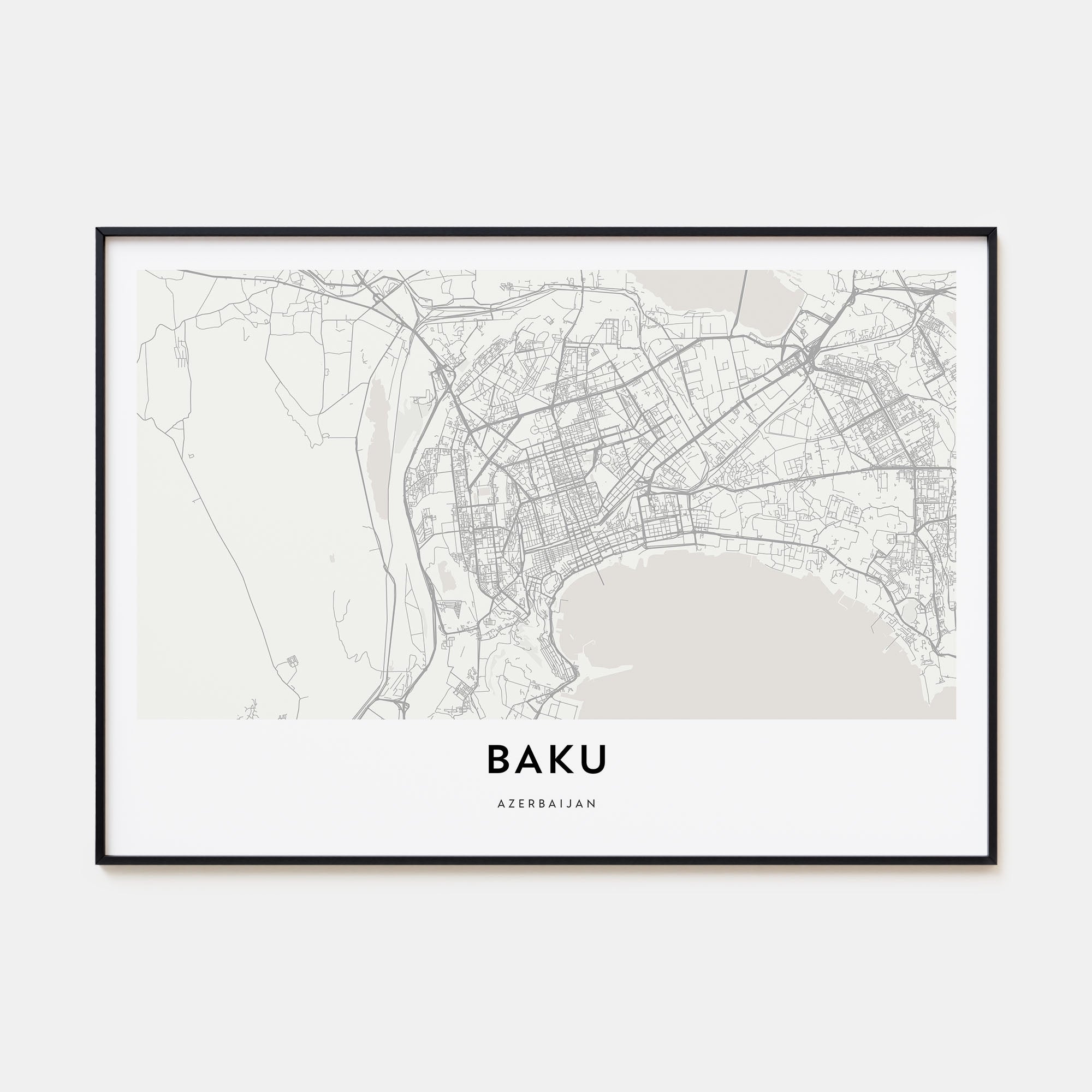 Baku Map Landscape Poster