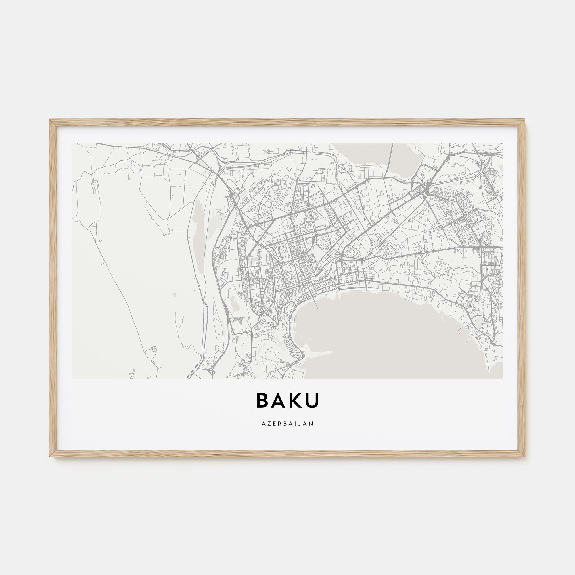 Baku Map Landscape Poster