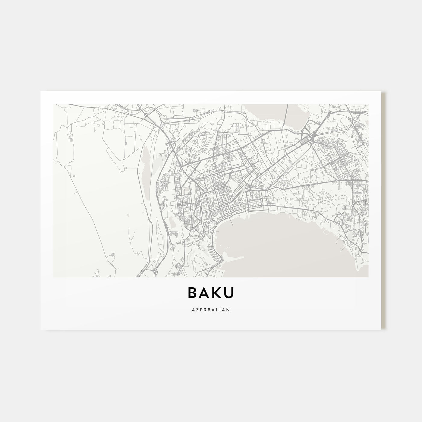 Baku Map Landscape Poster