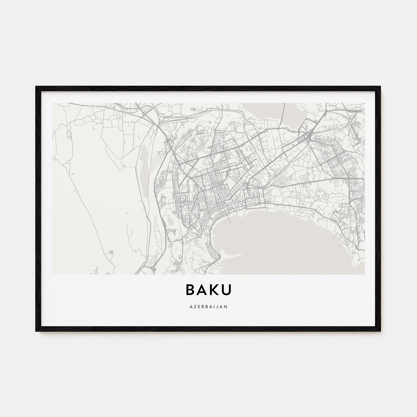 Baku Map Landscape Poster