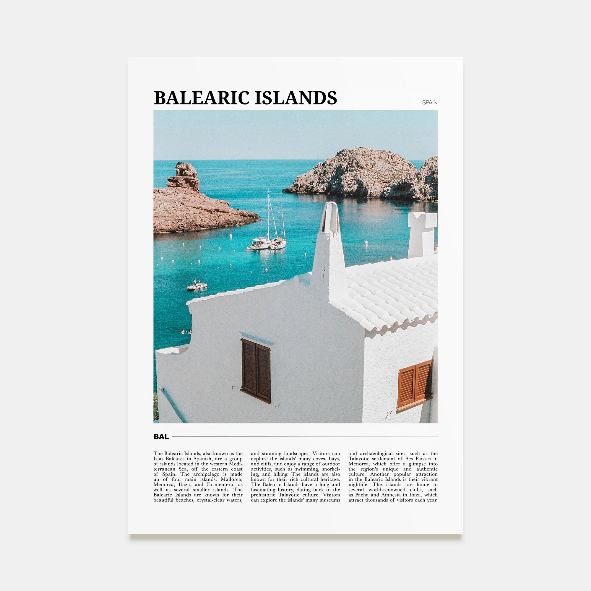 Balearic Islands Travel Color Poster