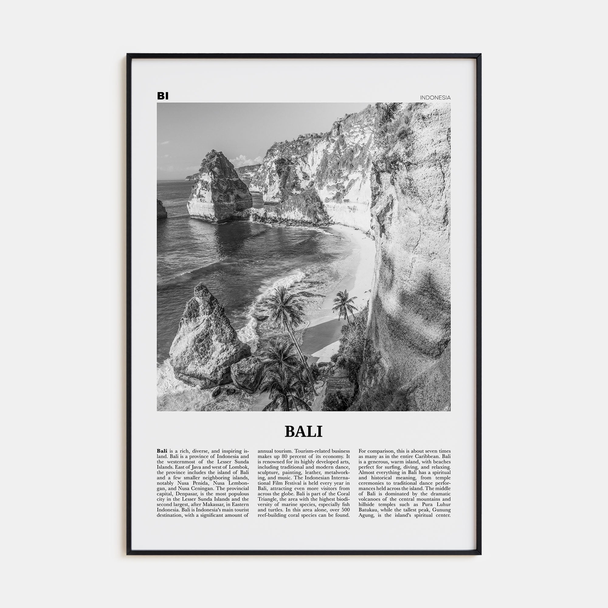 Bali Travel B&W No 1 Poster