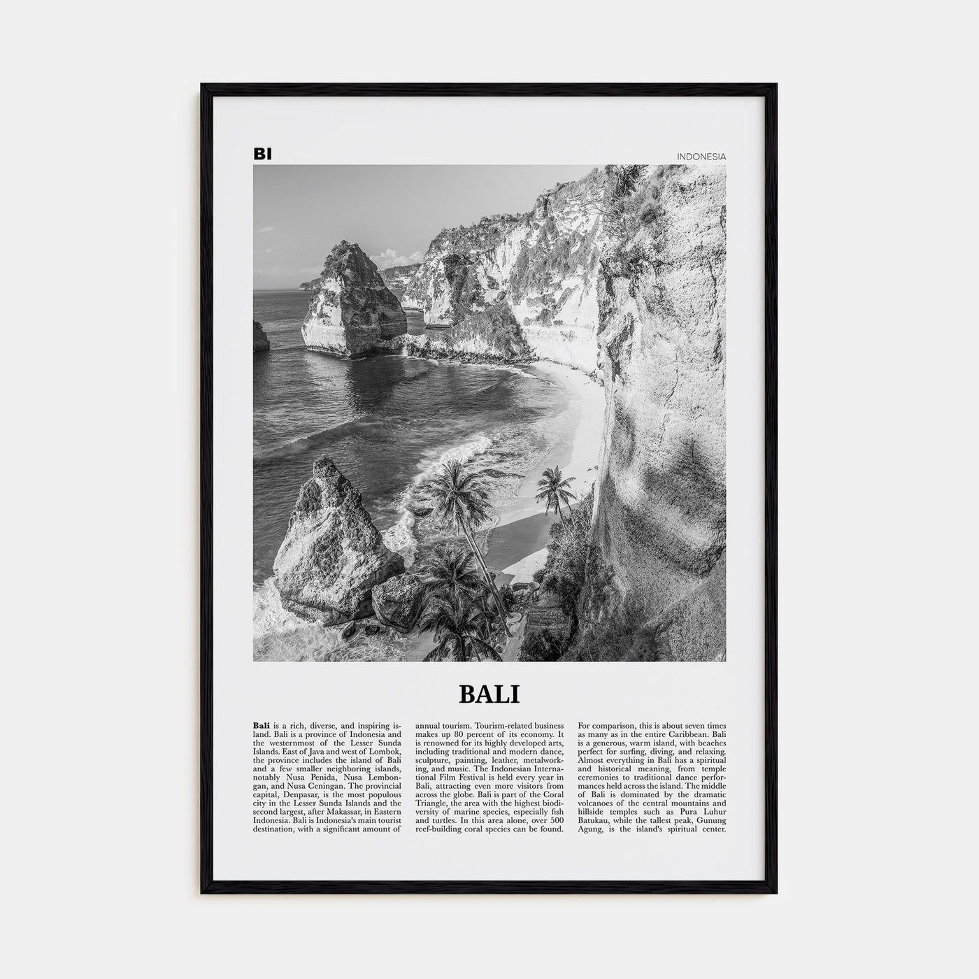 Bali Travel B&W No 1 Poster