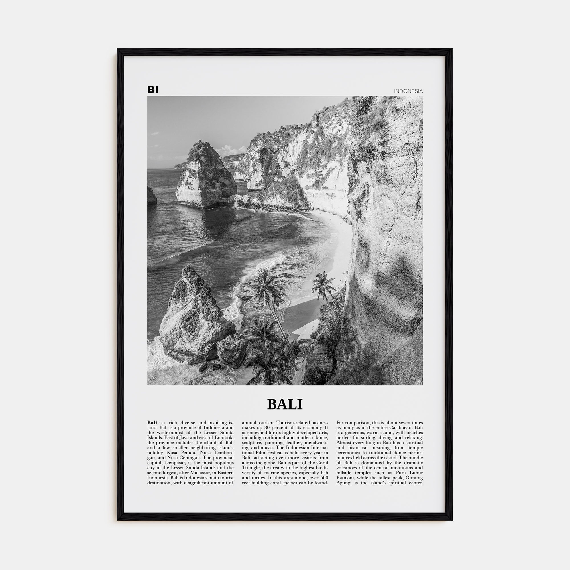 Bali Travel B&W No 1 Poster