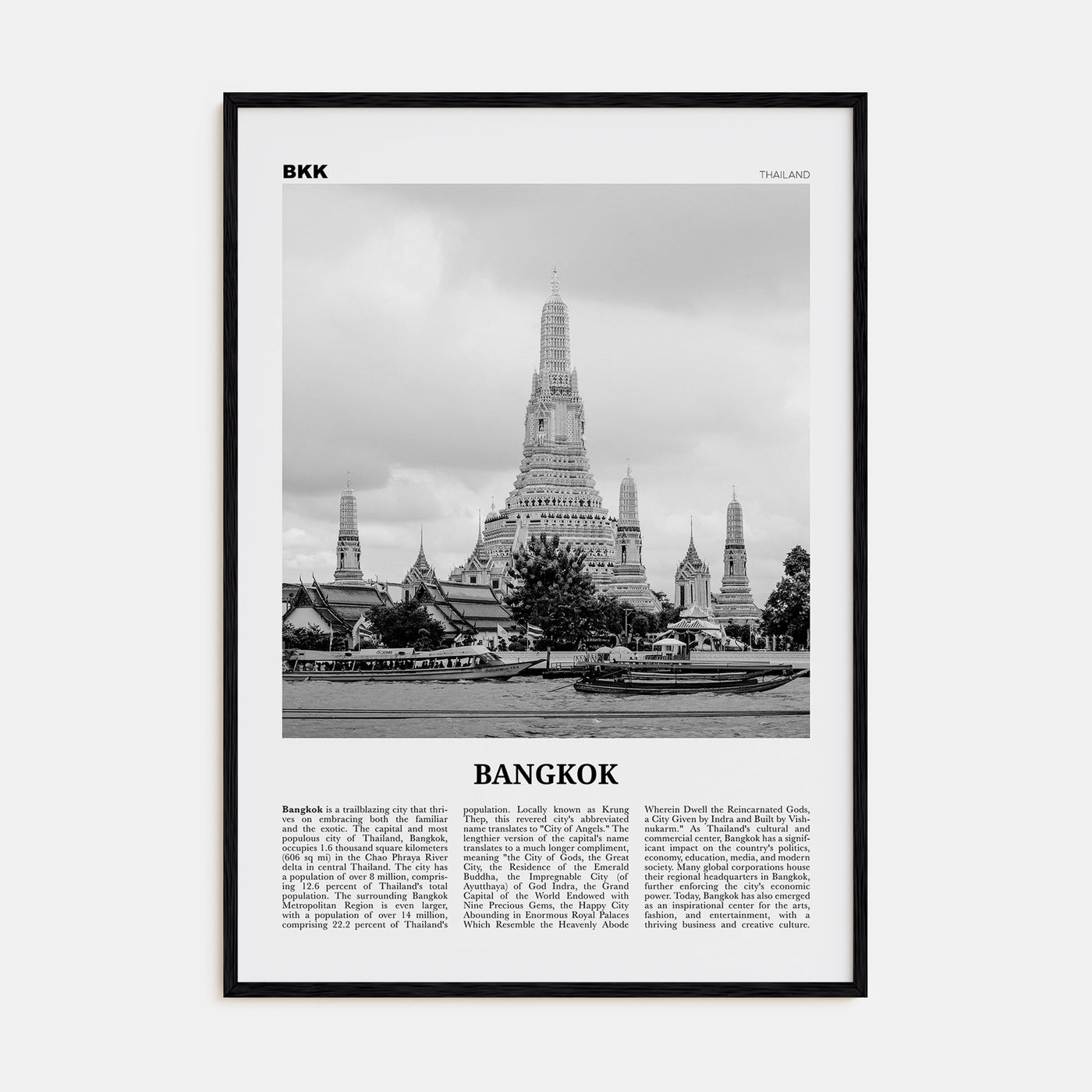 Bangkok Travel B&W No 1 Poster