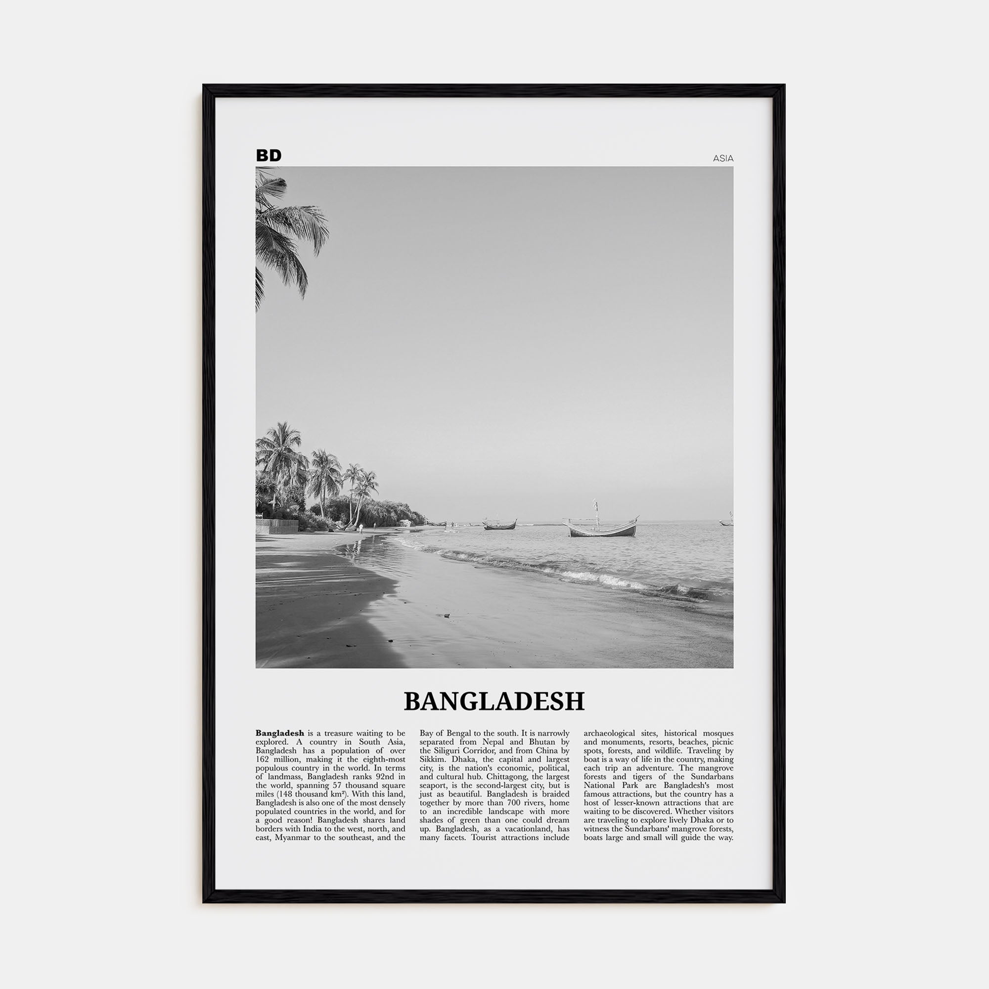 Bangladesh Travel B&W No 1 Poster