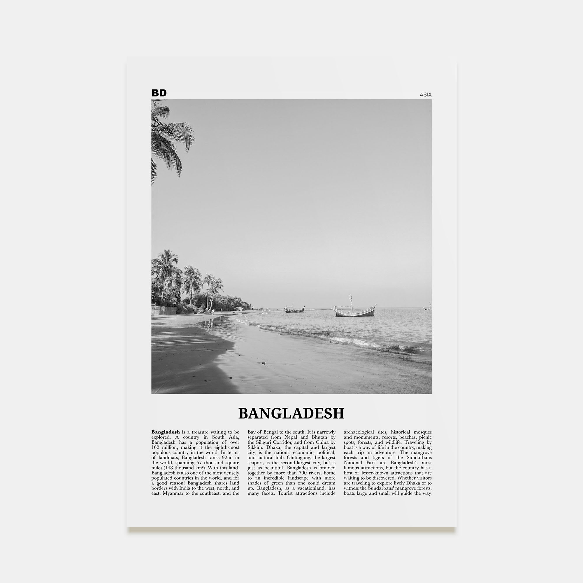 Bangladesh Travel B&W No 1 Poster