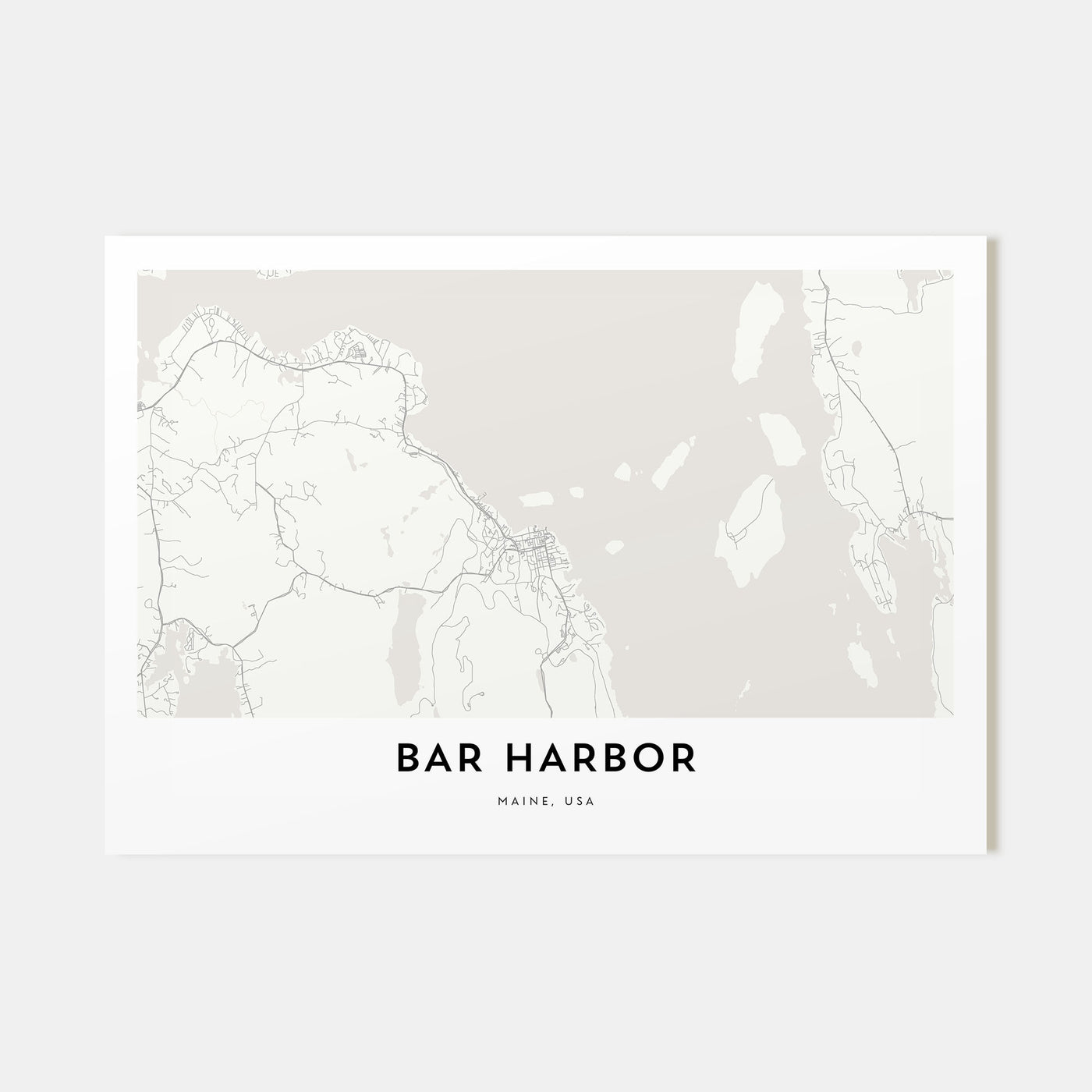 Bar Harbor Map Landscape Poster