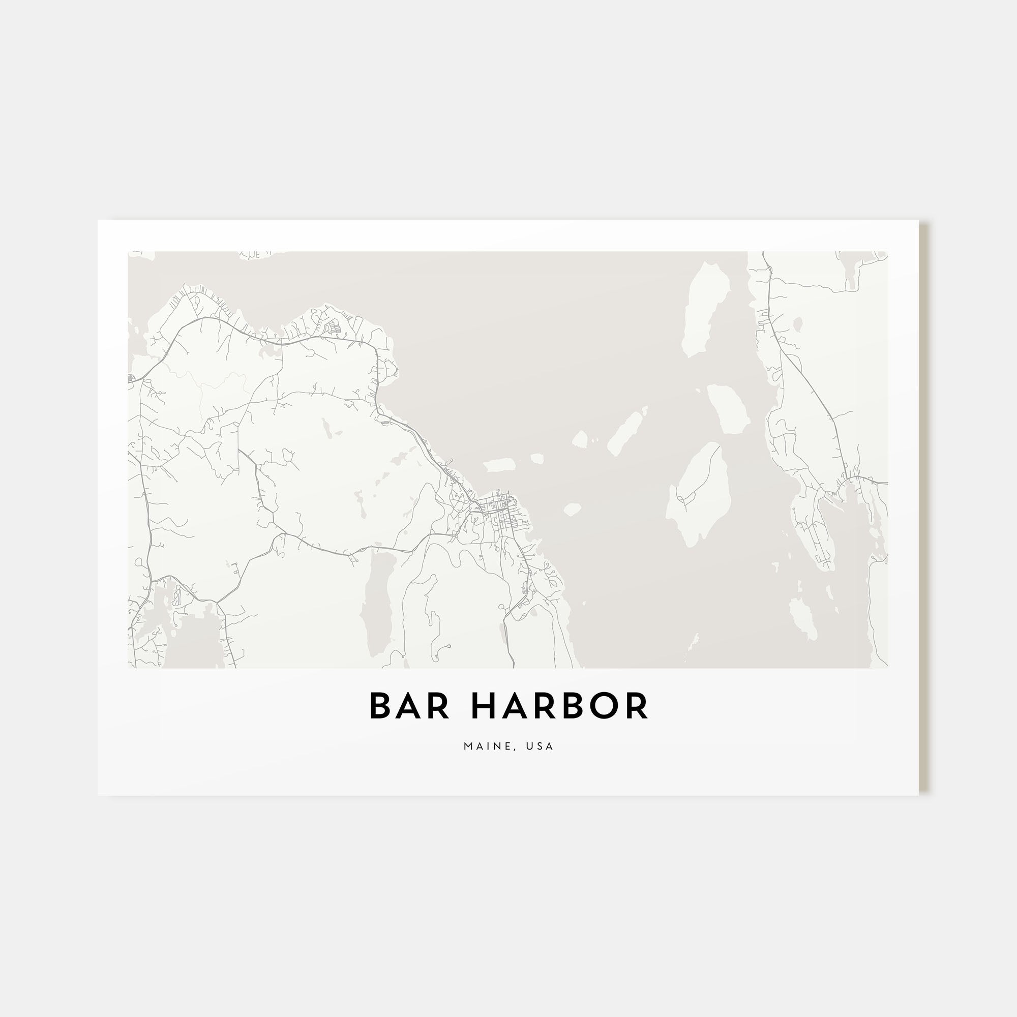 Bar Harbor Map Landscape Poster