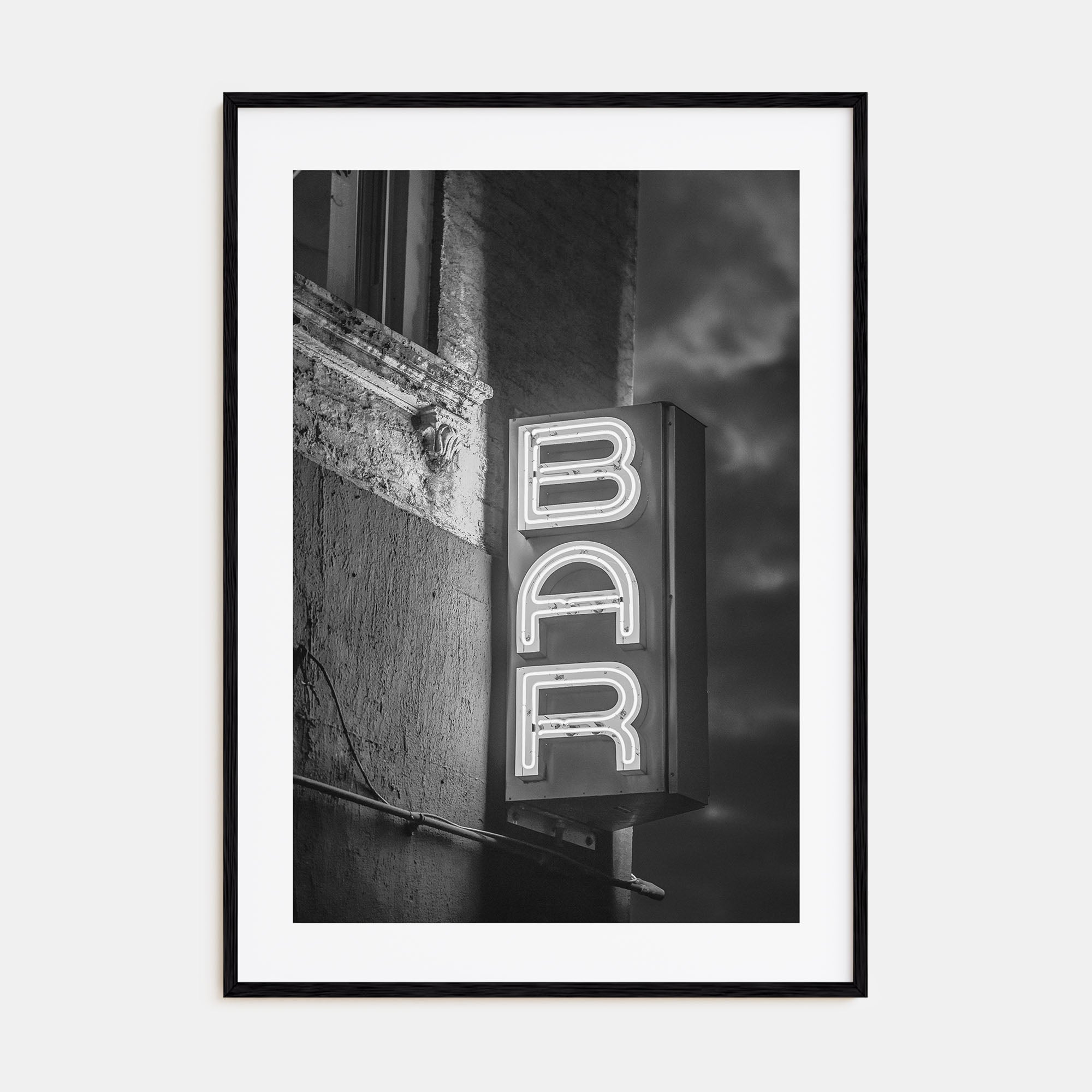 Bar Sign Photo B&W Poster
