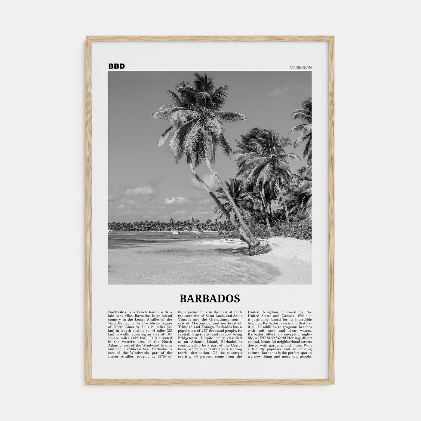 Barbados Travel B&W No 1 Poster