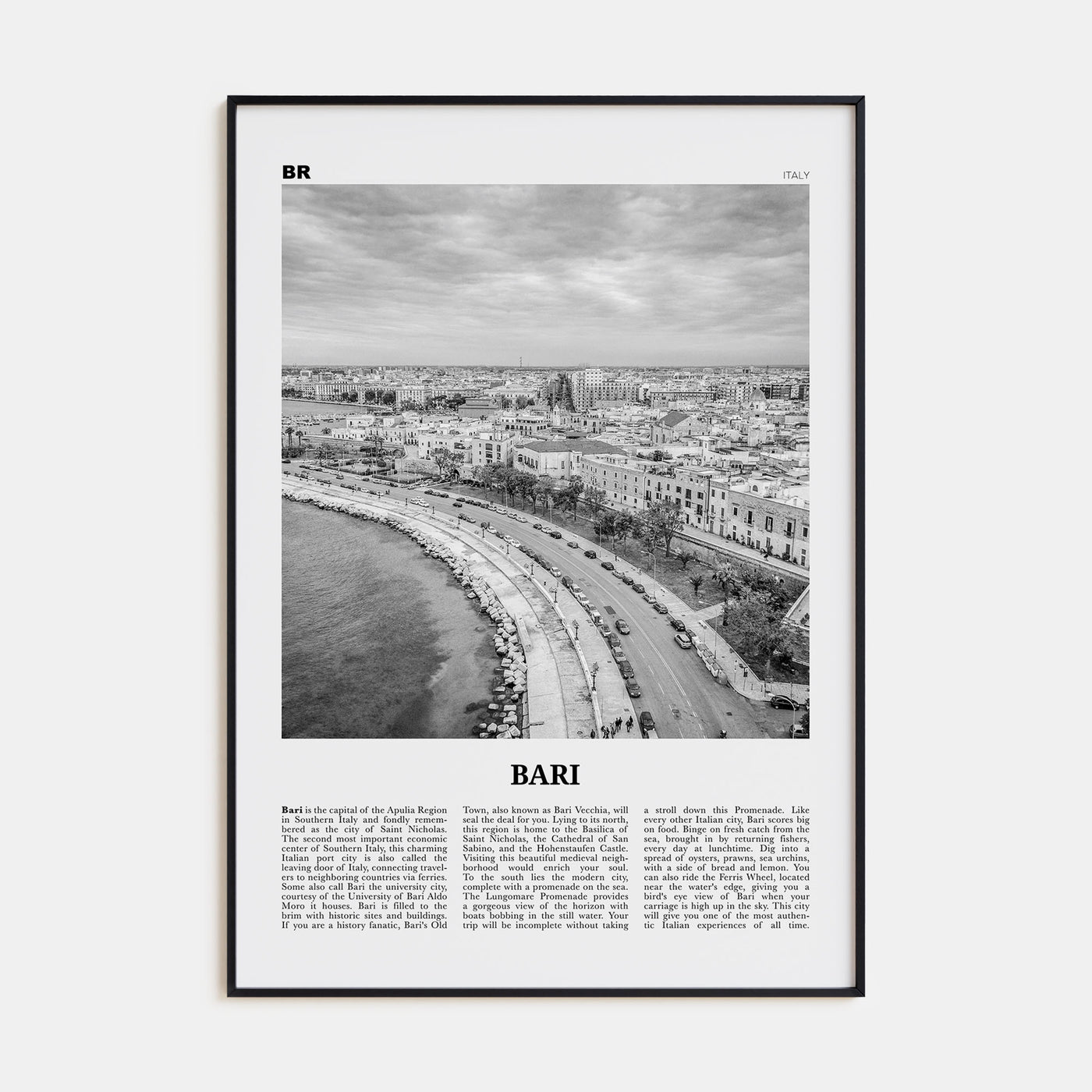 Bari Travel B&W Poster