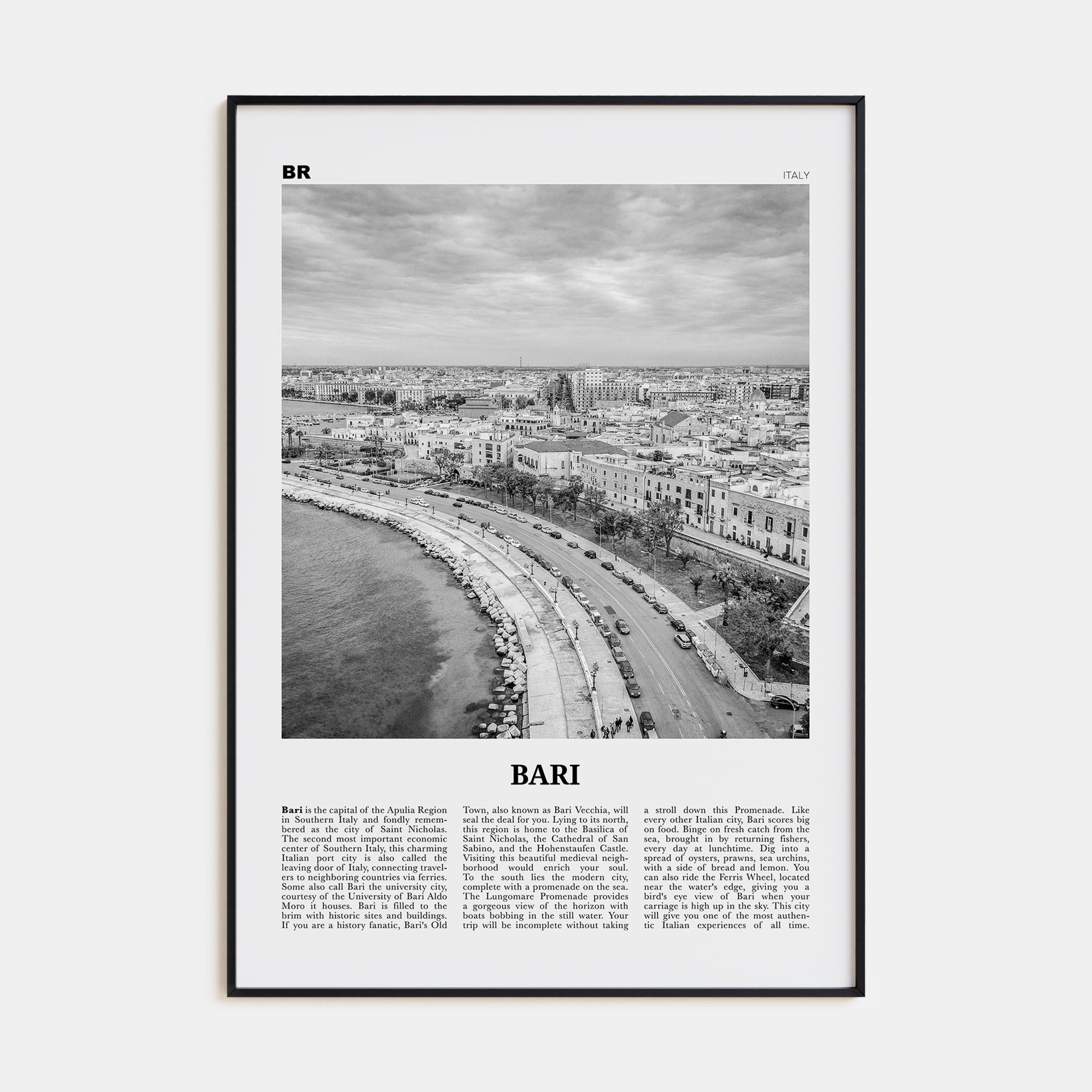 Bari Travel B&W Poster