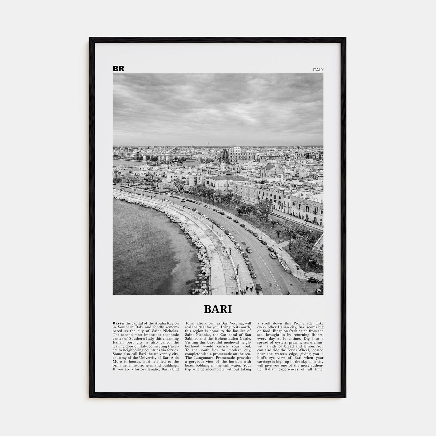 Bari Travel B&W Poster