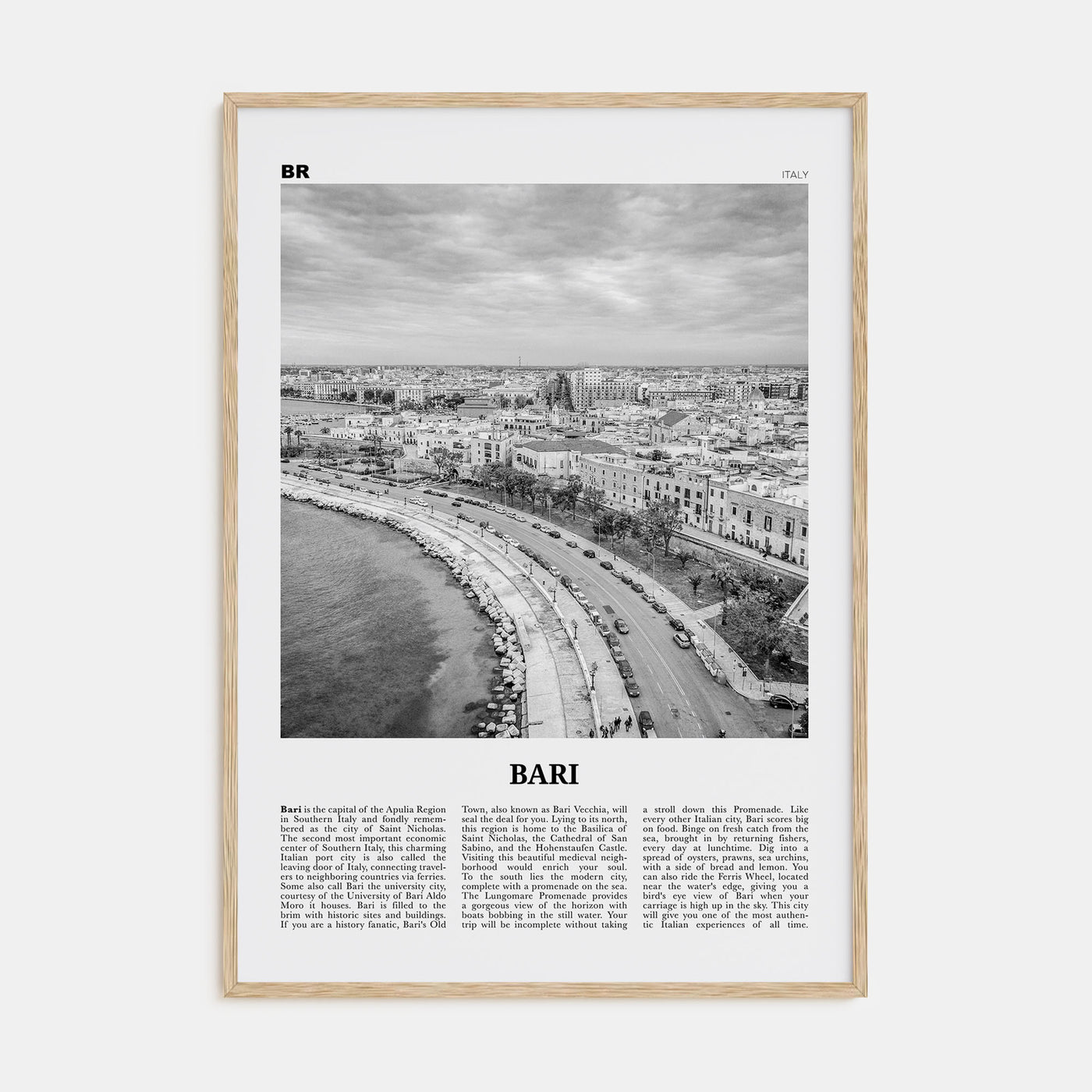 Bari Travel B&W Poster