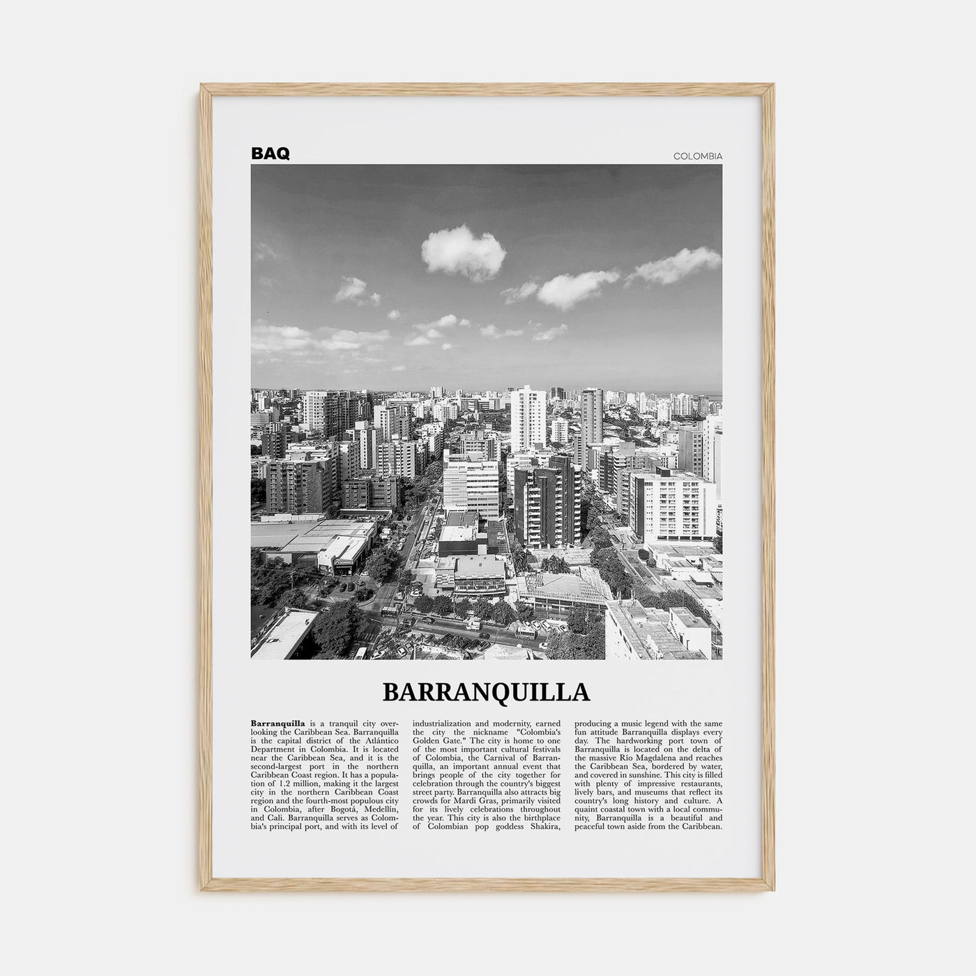Barranquilla Travel B&W Poster