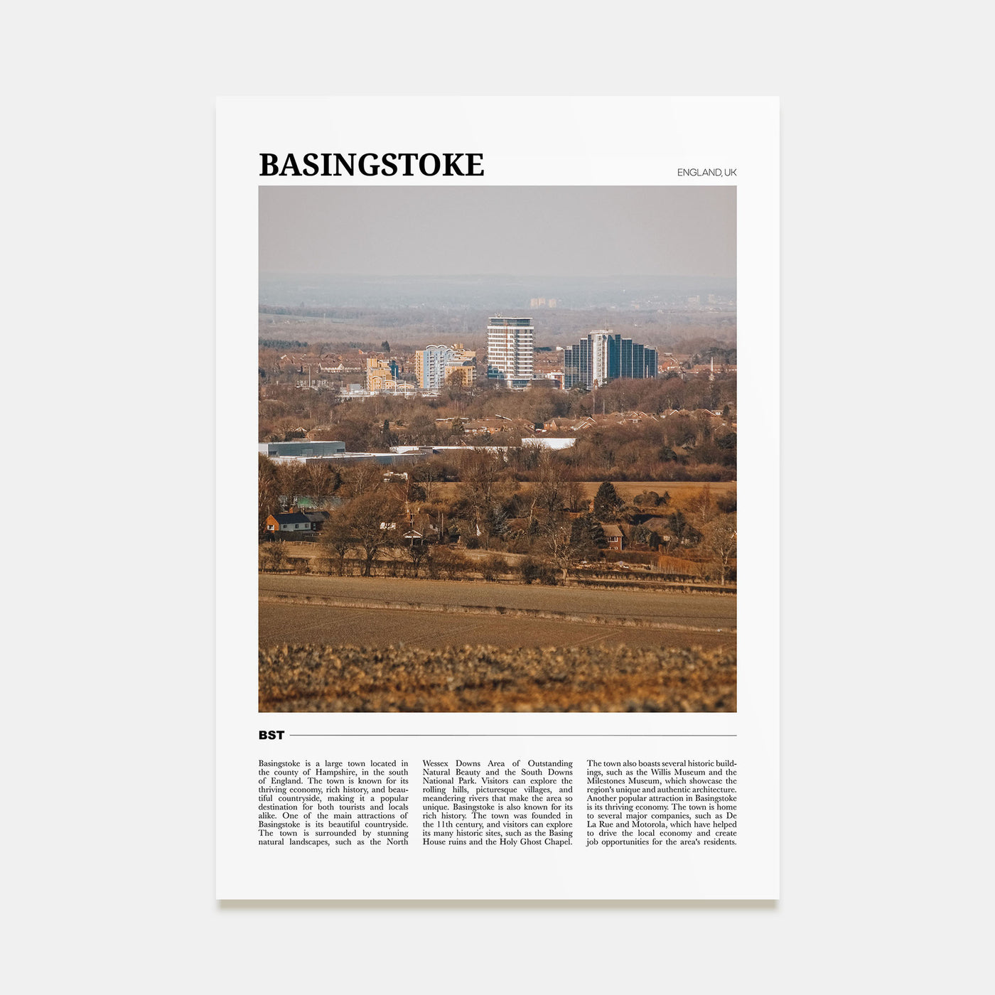 Basingstoke Travel Color Poster