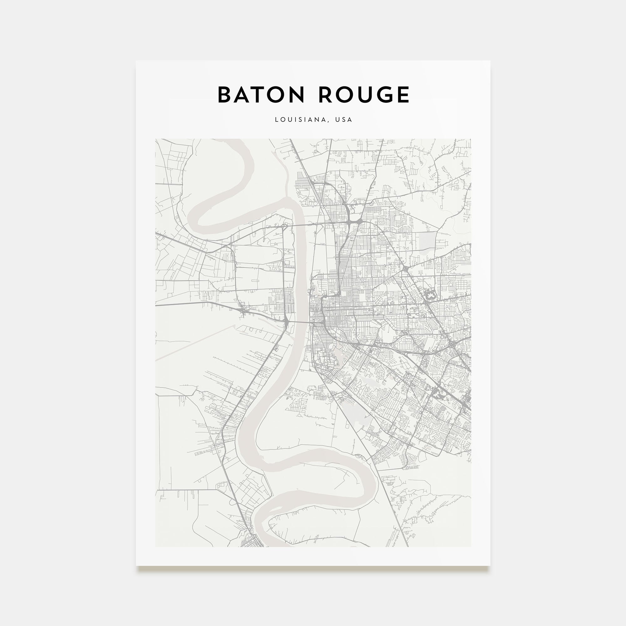 Baton Rouge Map Portrait Poster