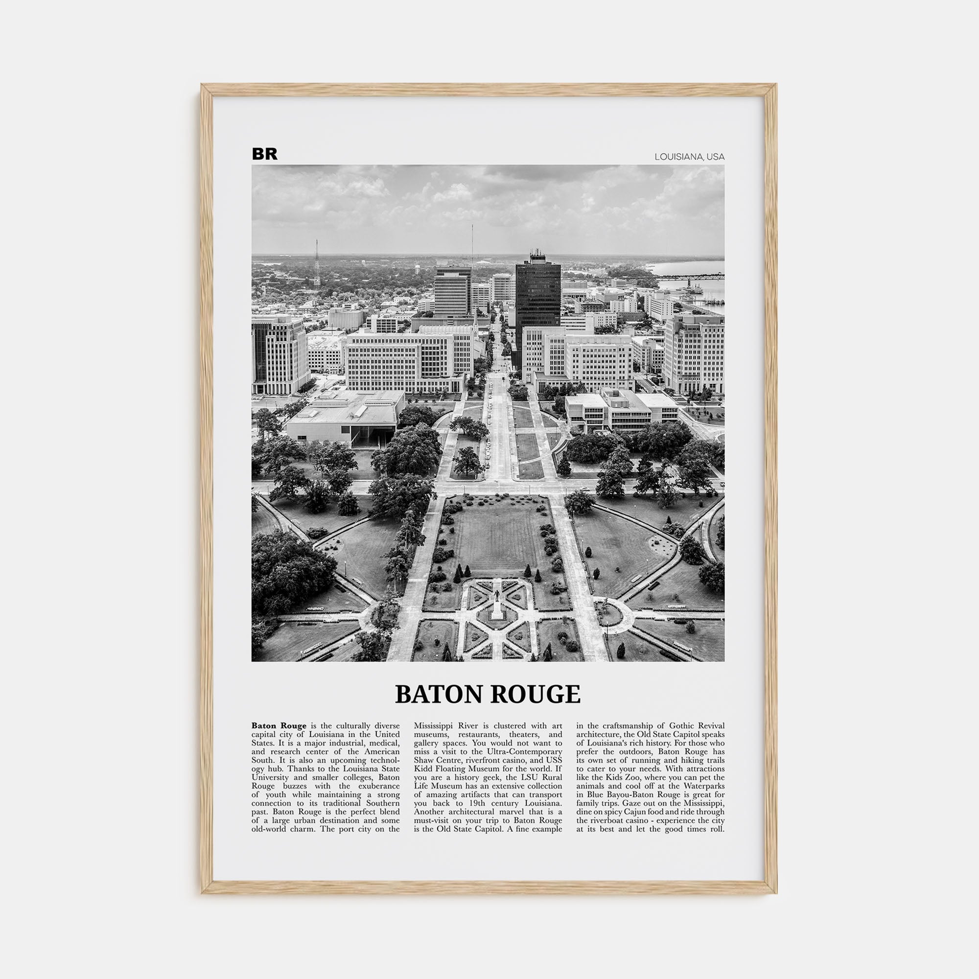 Baton Rouge Travel B&W Poster