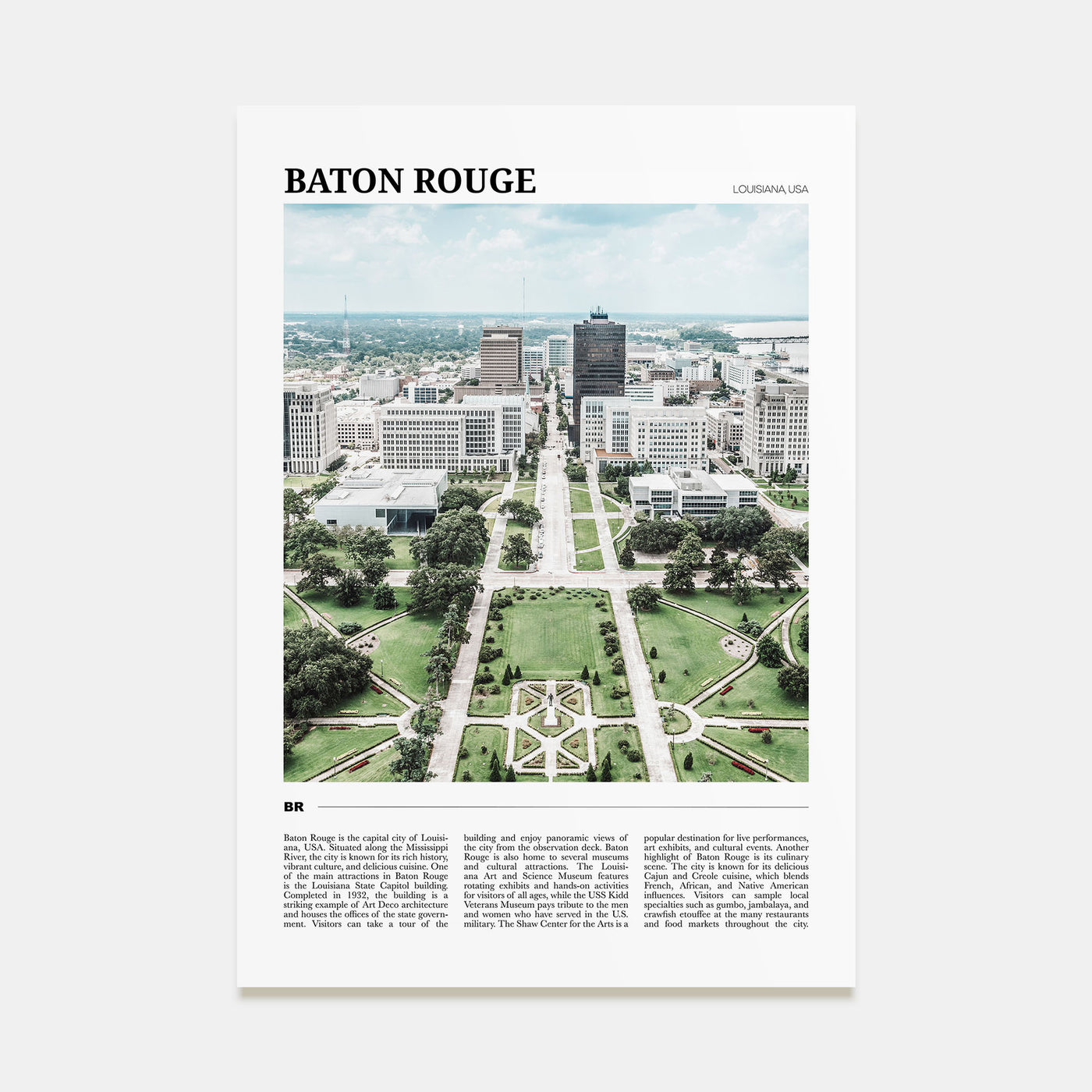 Baton Rouge Travel Color Poster