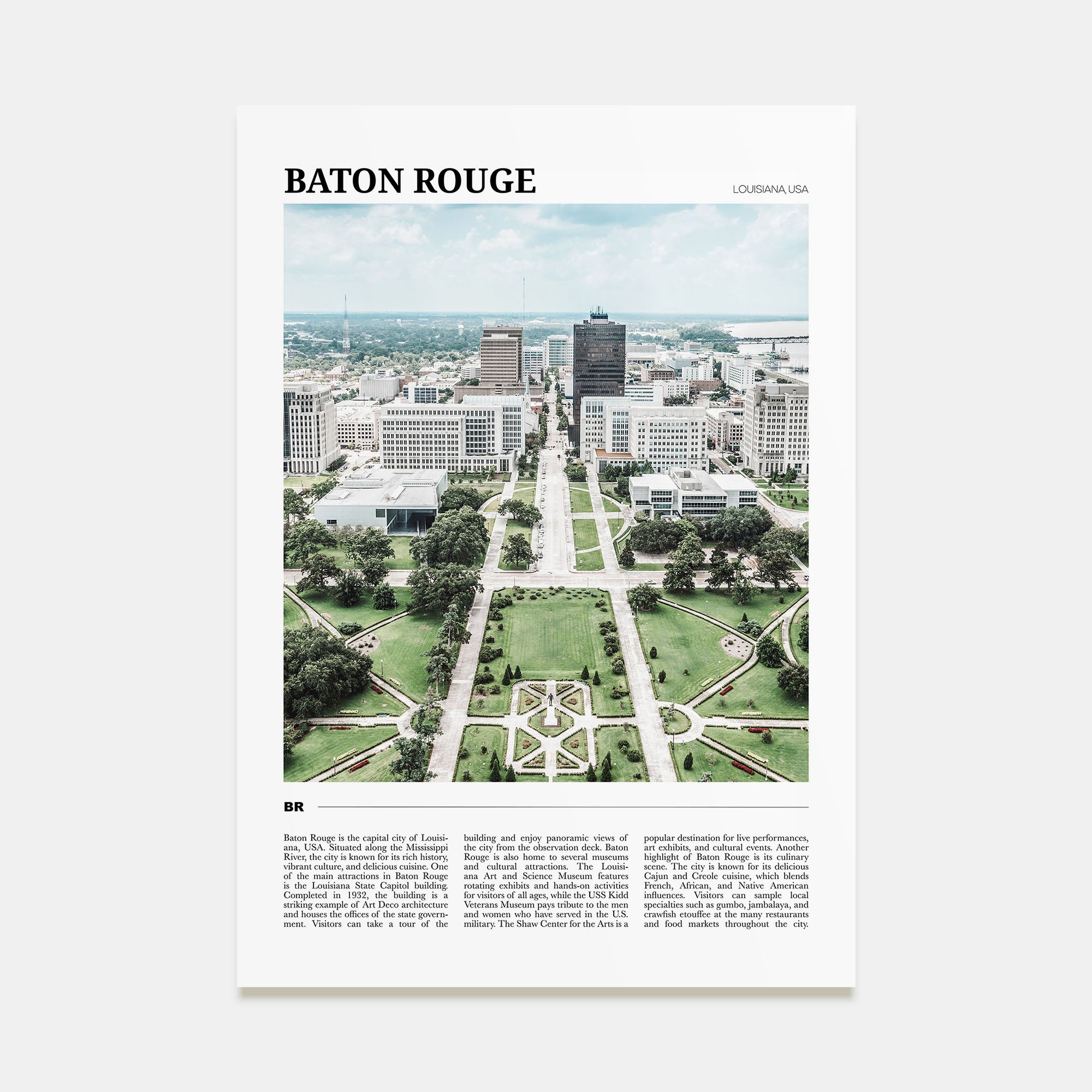 Baton Rouge Travel Color Poster