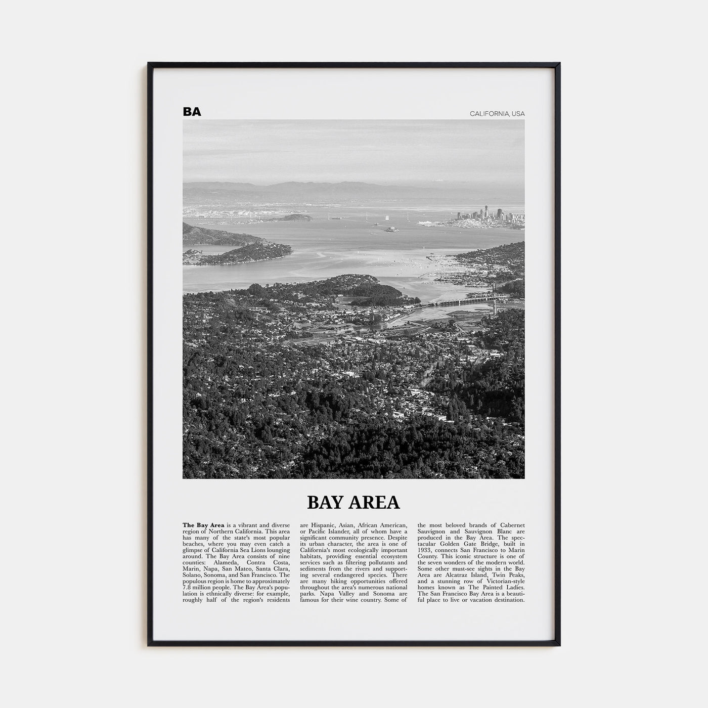 Bay Area Travel B&W No 2 Poster