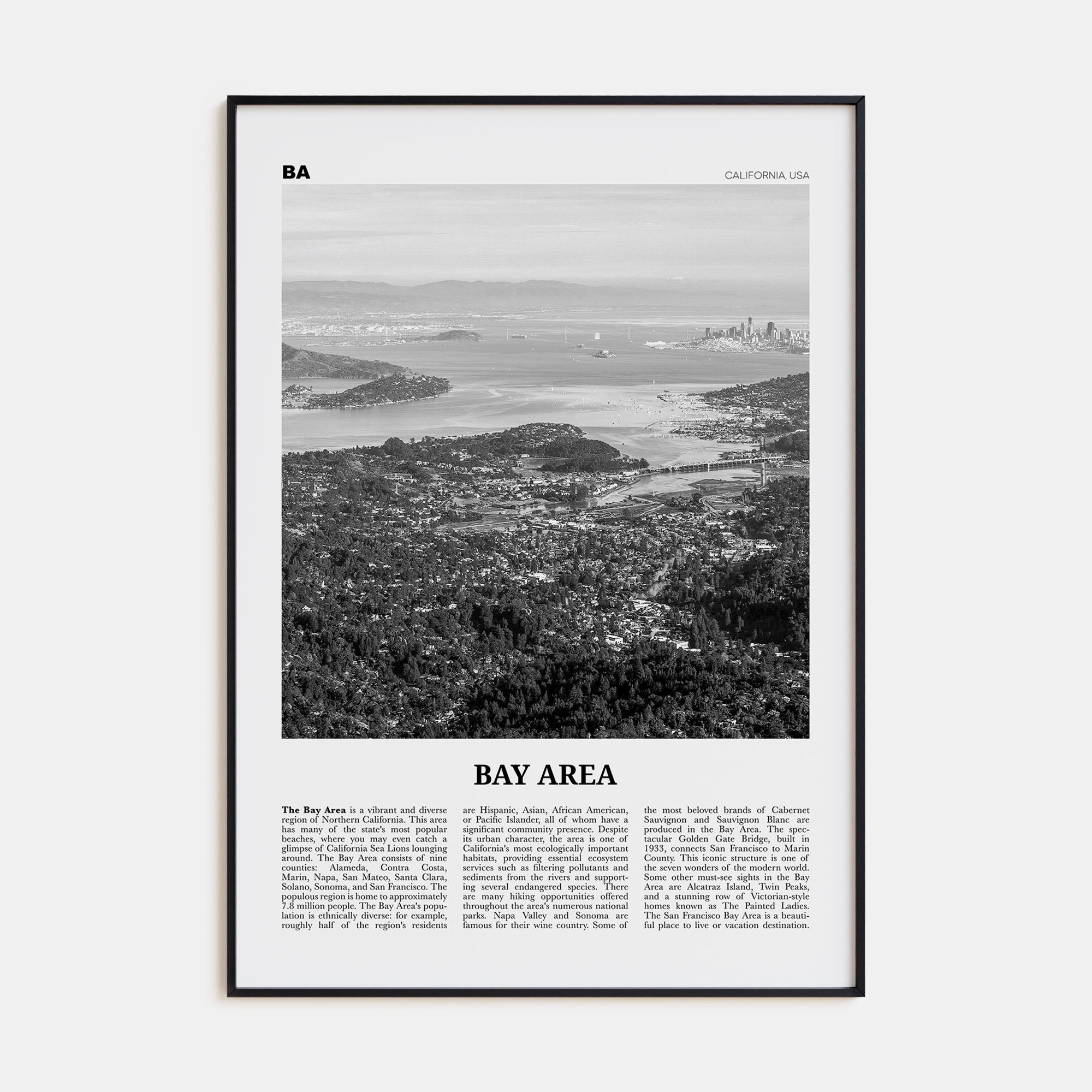 Bay Area Travel B&W No 2 Poster