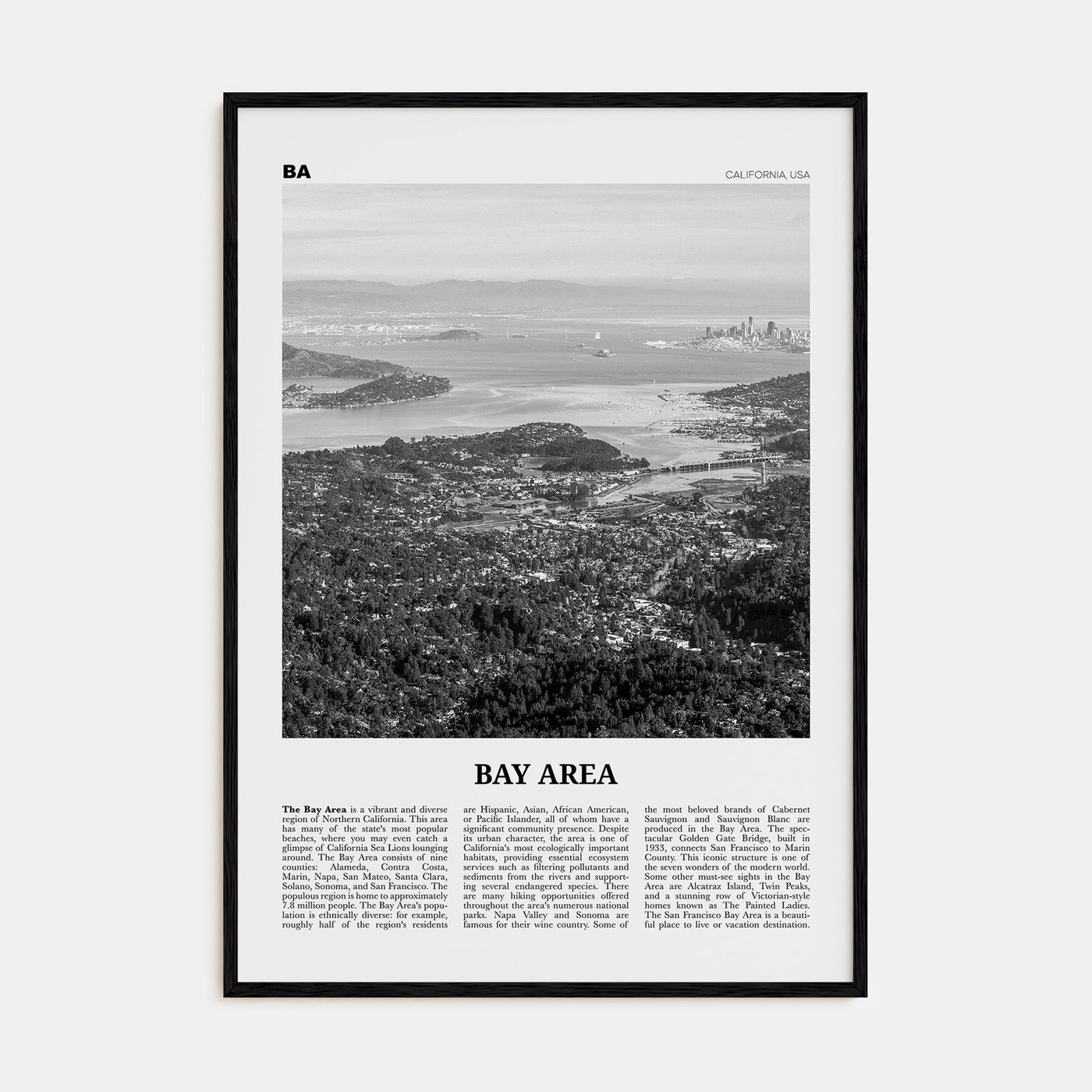 Bay Area Travel B&W No 2 Poster