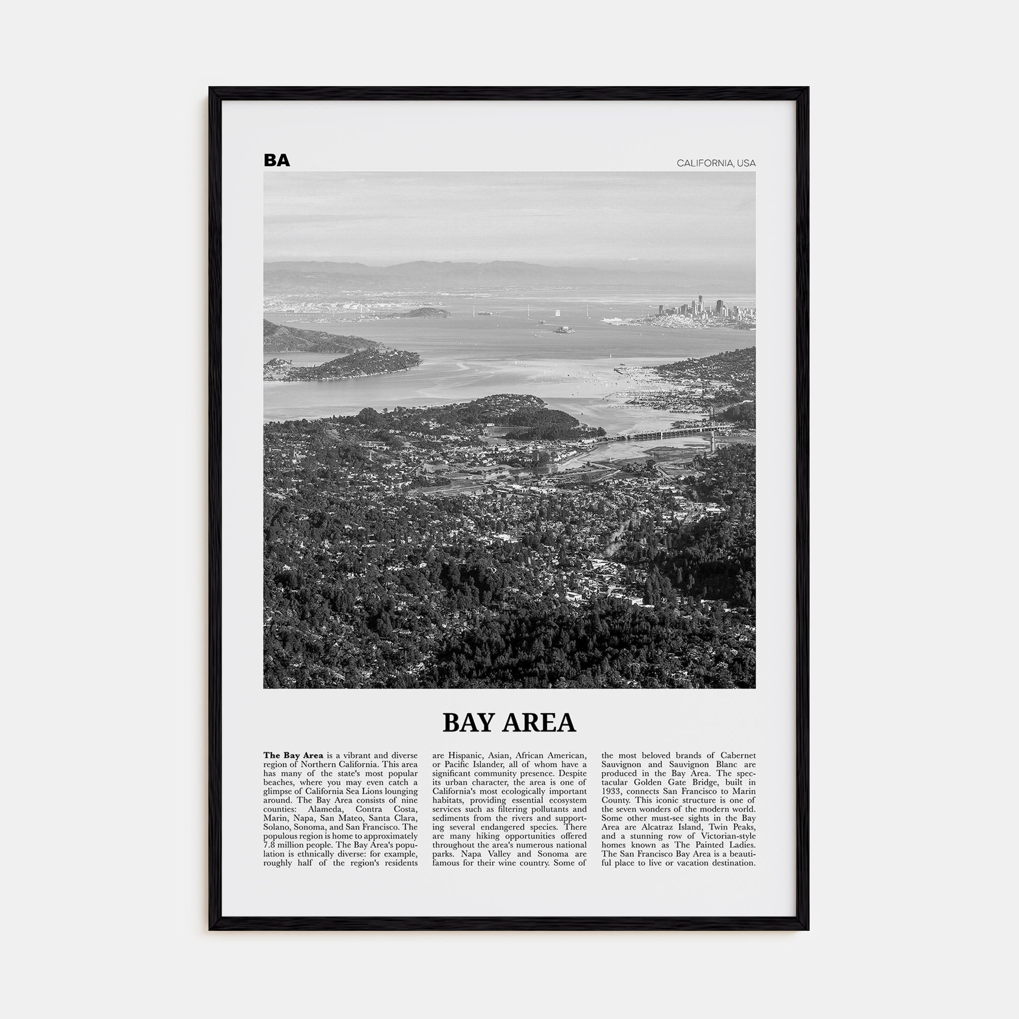Bay Area Travel B&W No 2 Poster