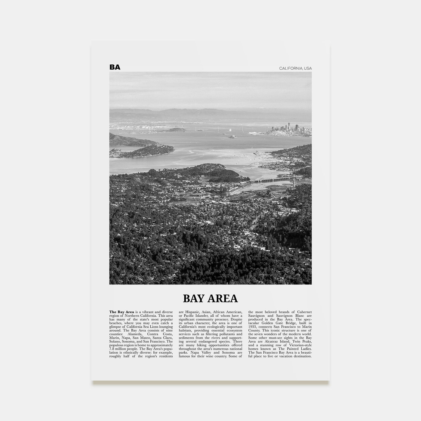 Bay Area Travel B&W No 2 Poster