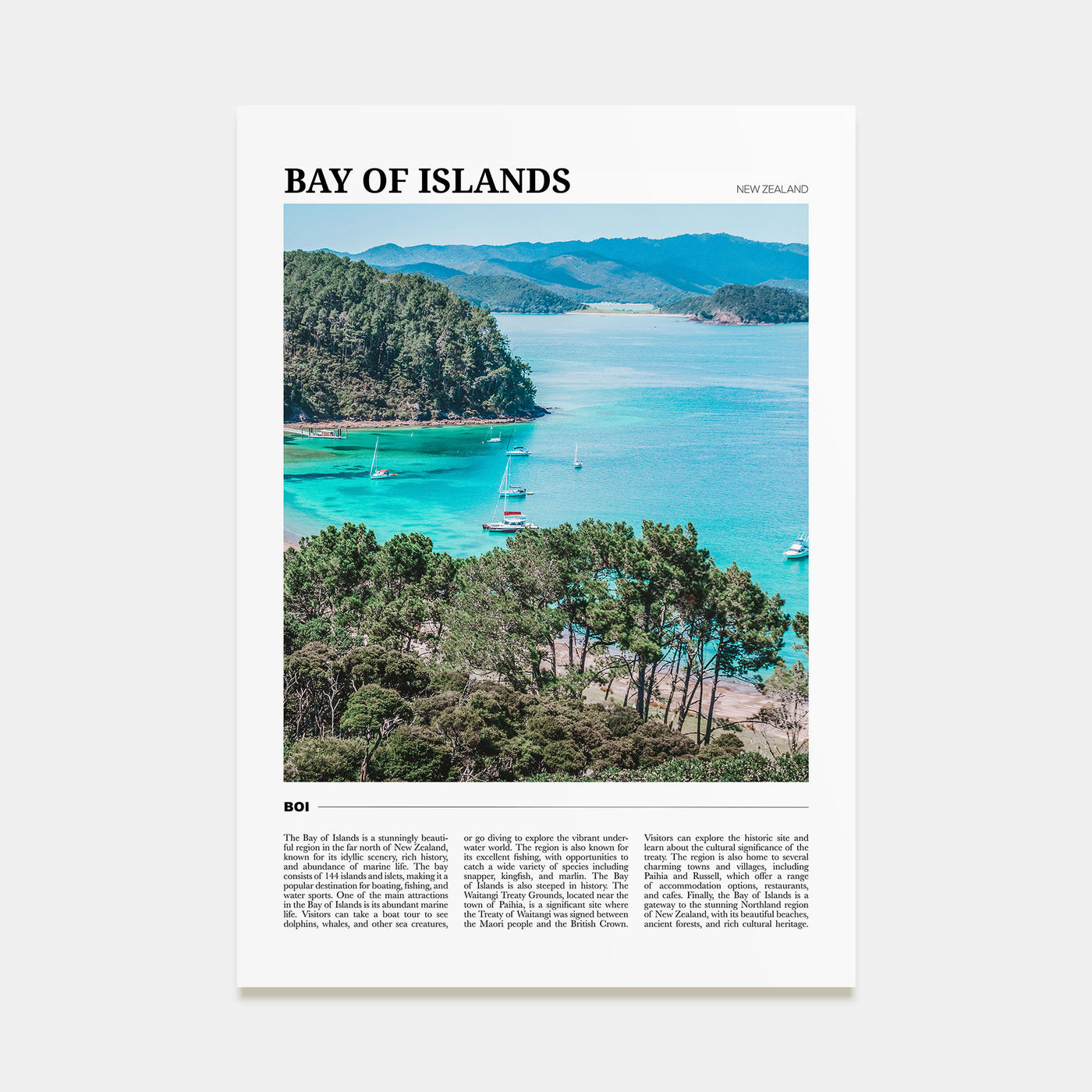 Bay of Islands Travel Color Poster