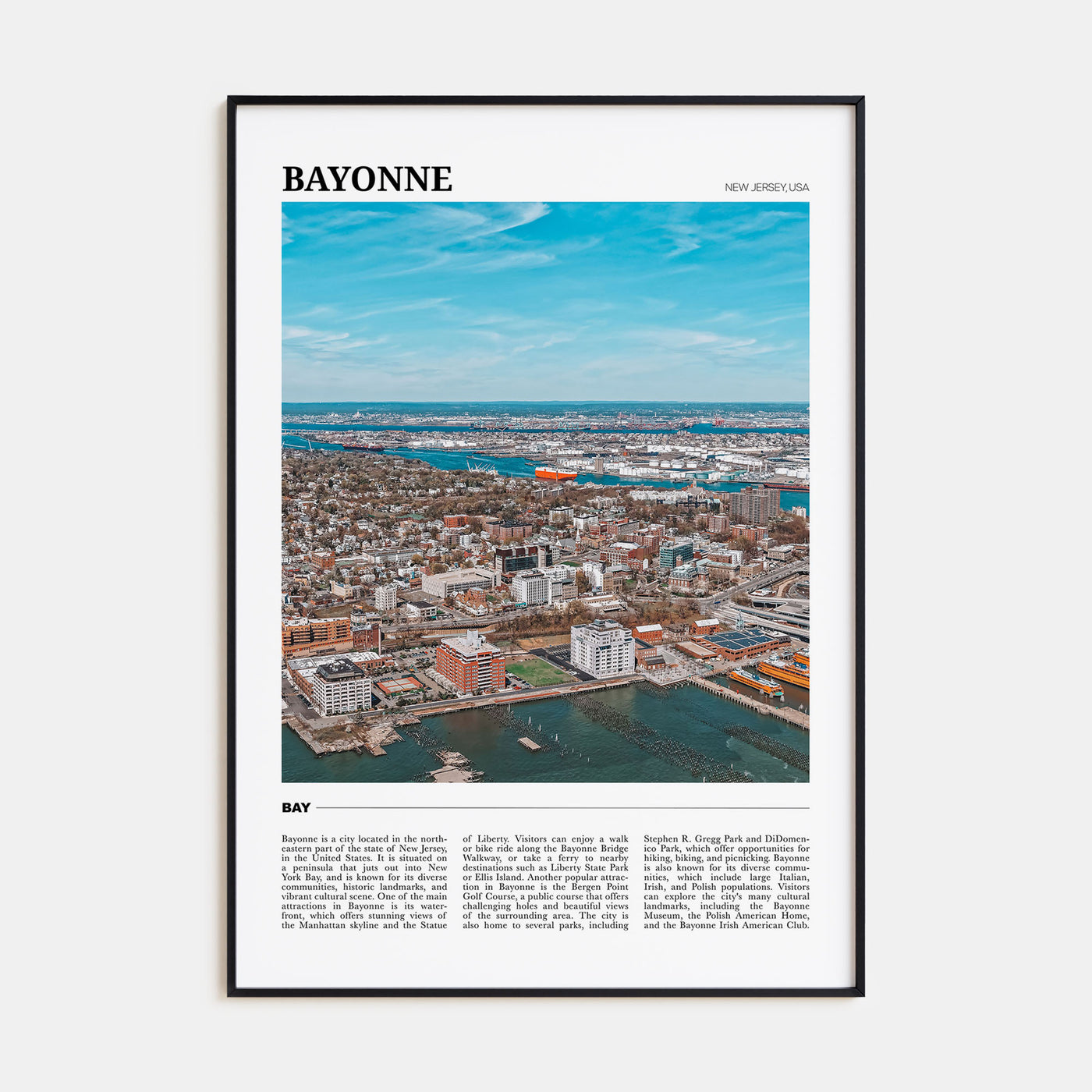 Bayonne, New Jersey Travel Color Poster