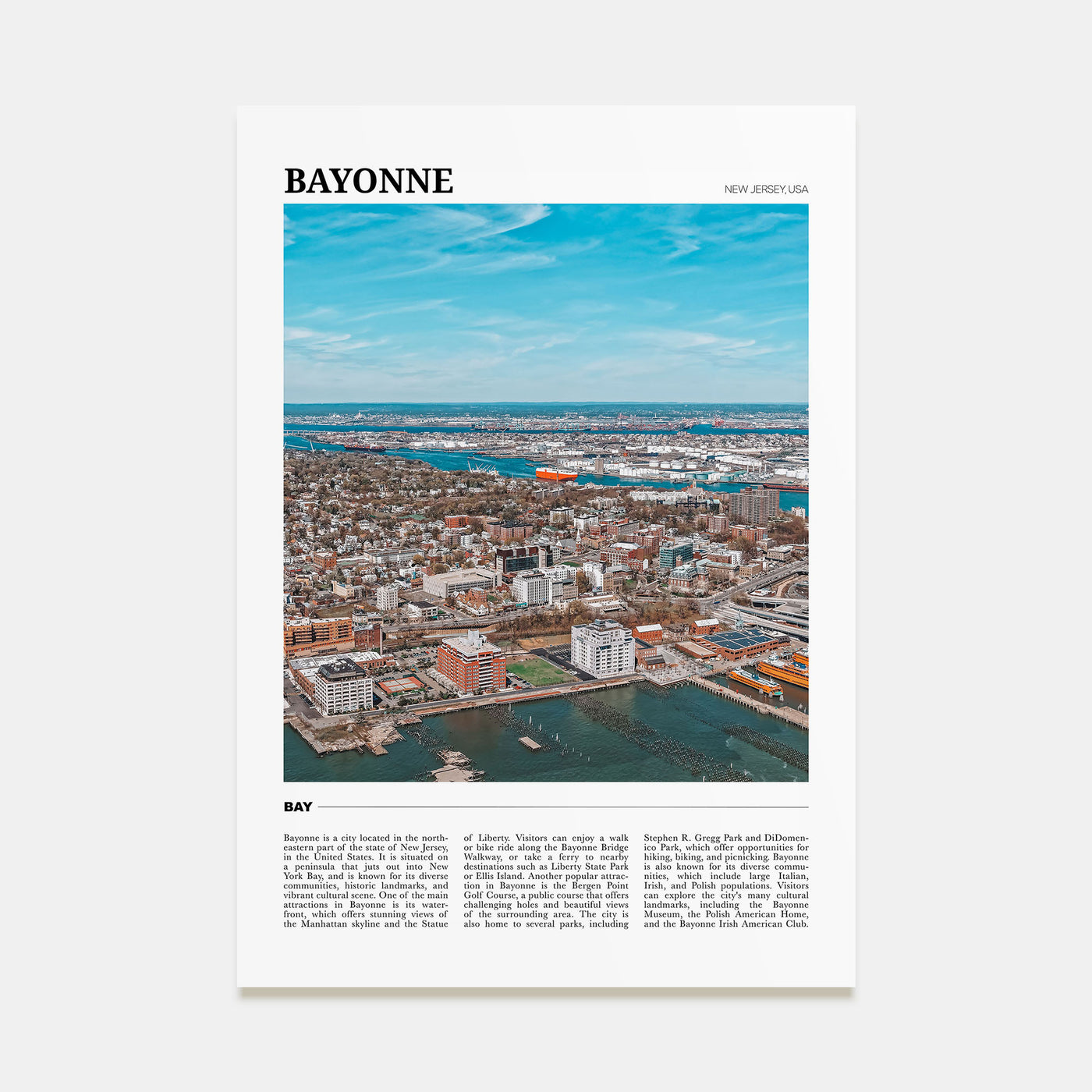 Bayonne, New Jersey Travel Color Poster