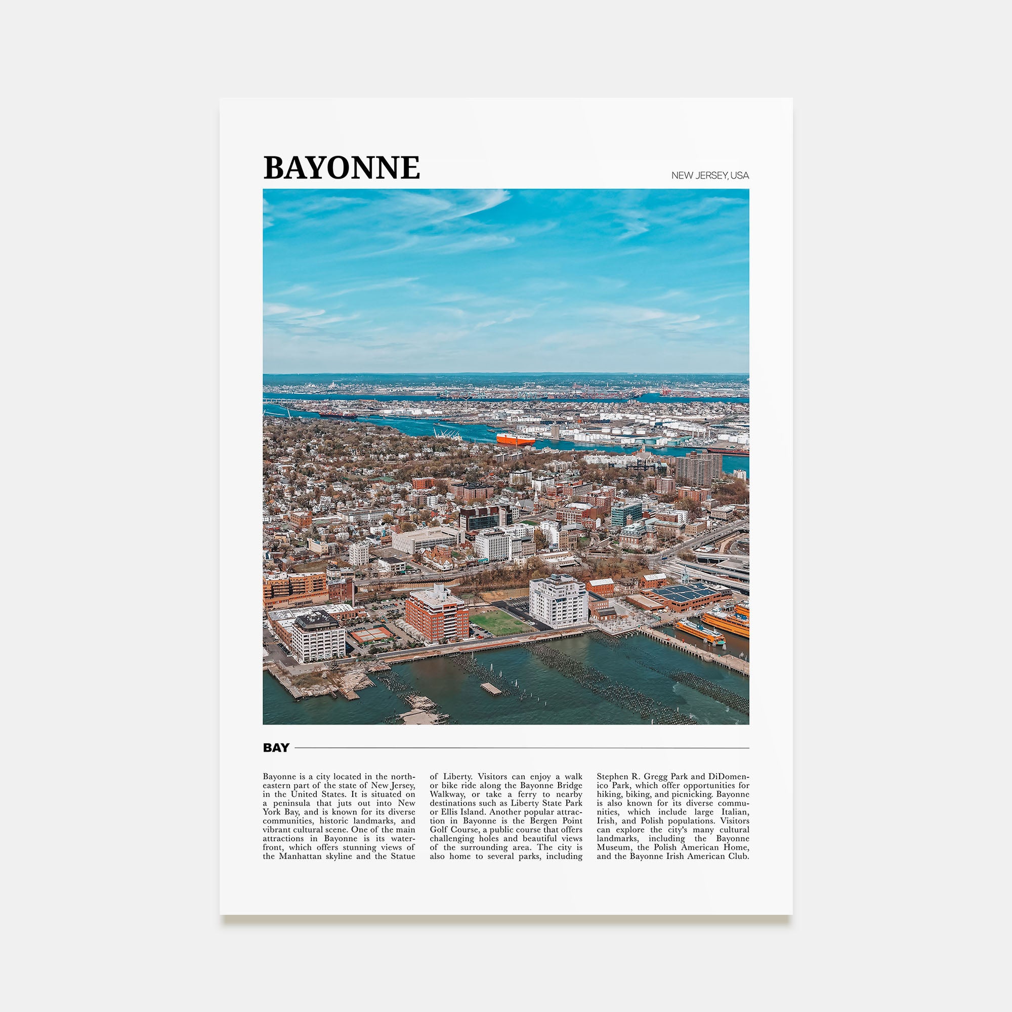 Bayonne, New Jersey Travel Color Poster