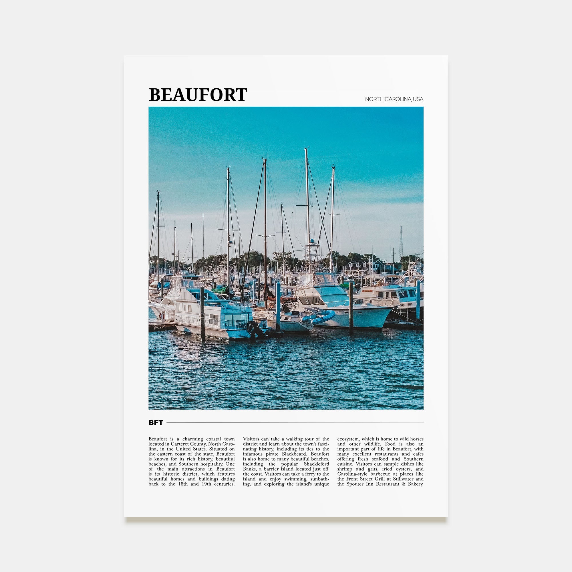 Beaufort, North Carolina Travel Color Poster