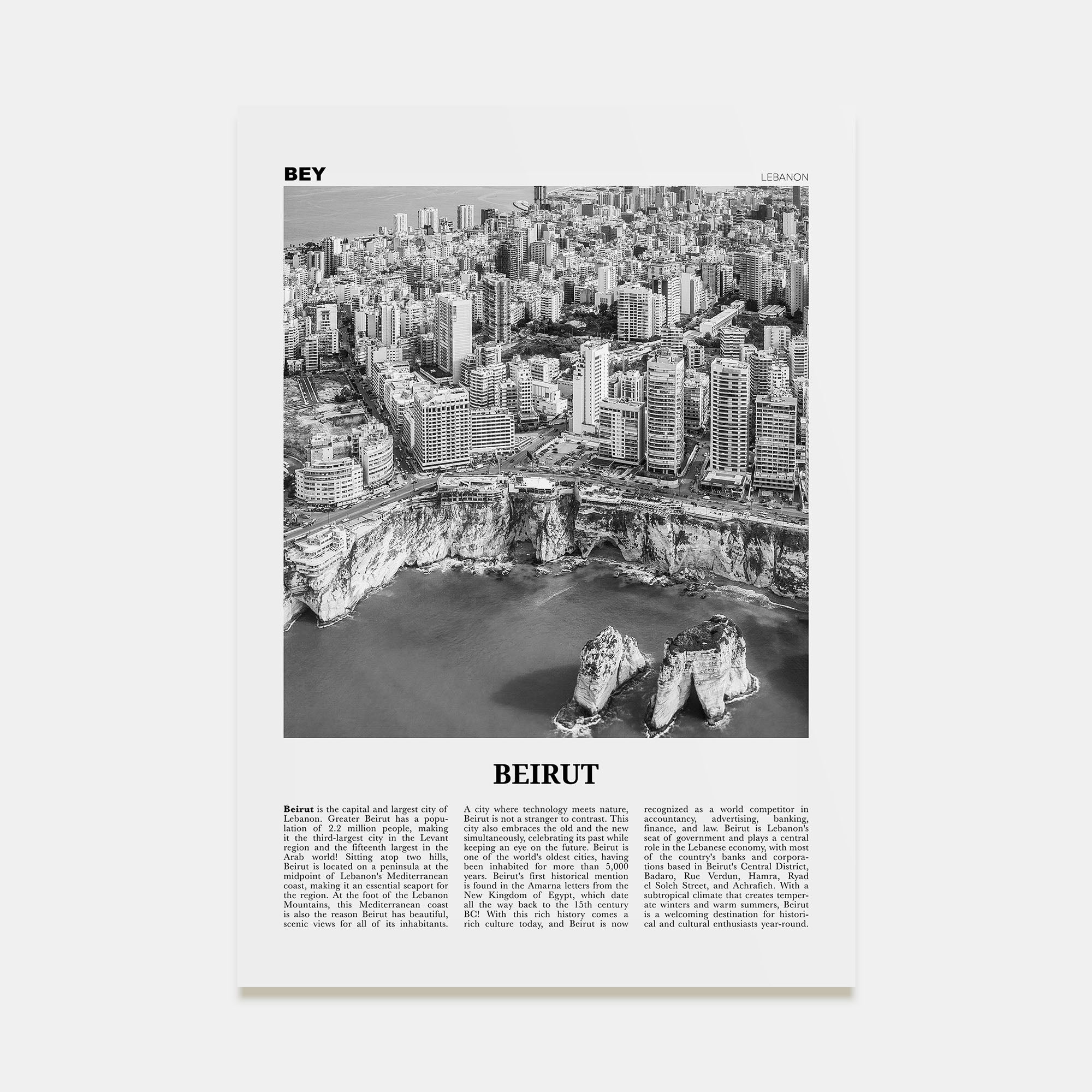 Beirut Travel B&W No 1 Poster
