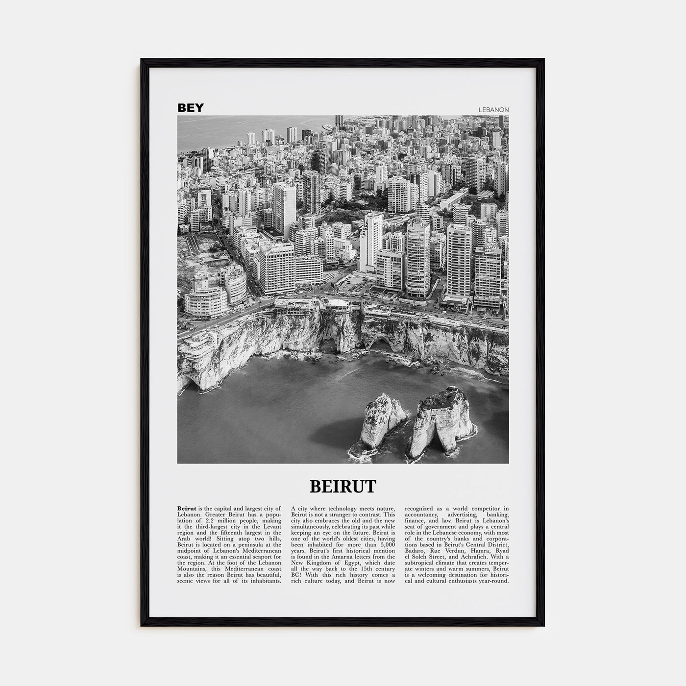 Beirut Travel B&W No 1 Poster