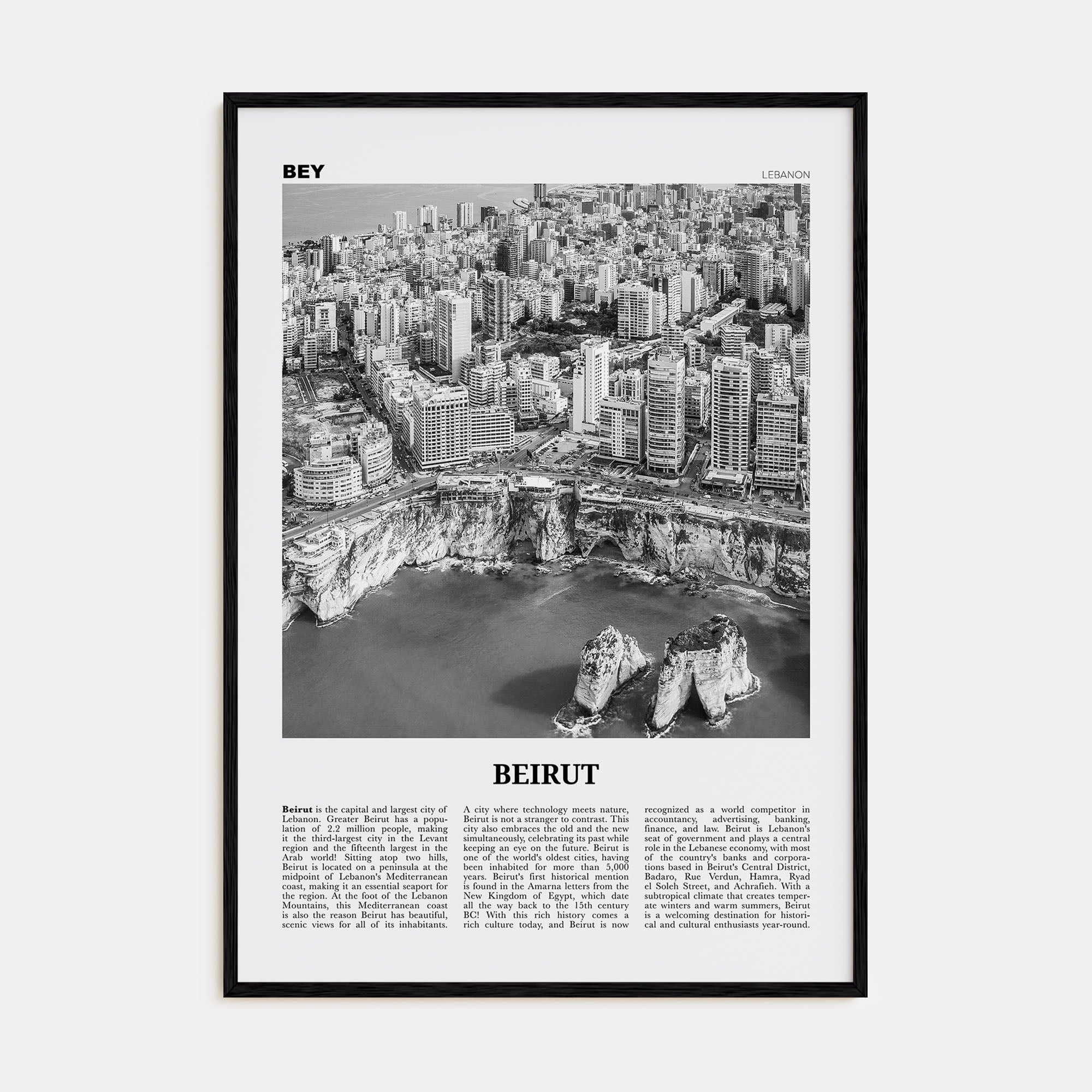 Beirut Travel B&W No 1 Poster