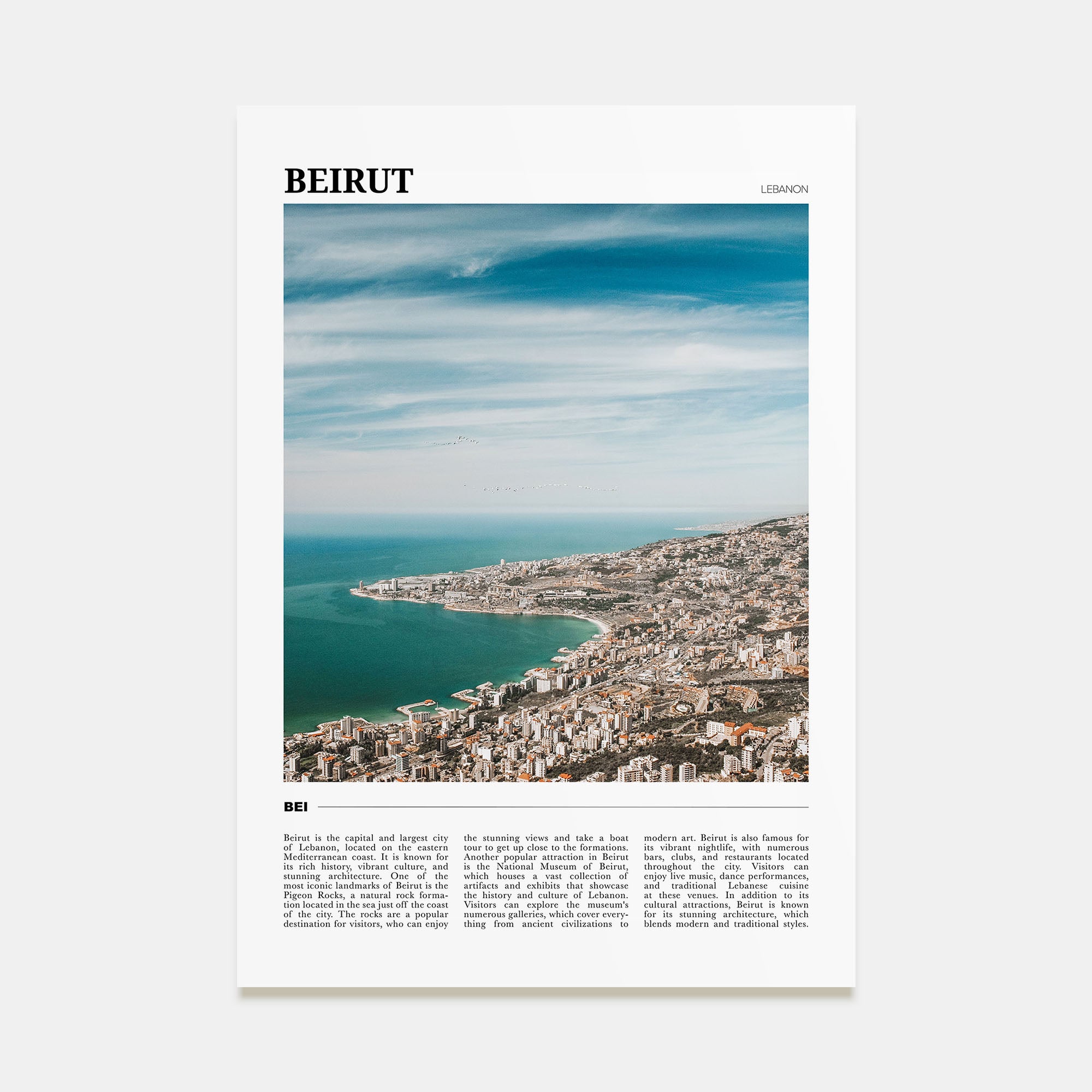 Beirut Travel Color Poster