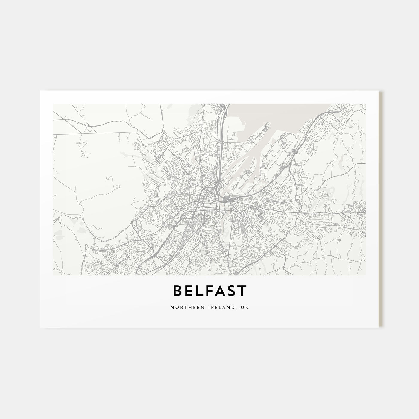 Belfast Map Landscape Poster