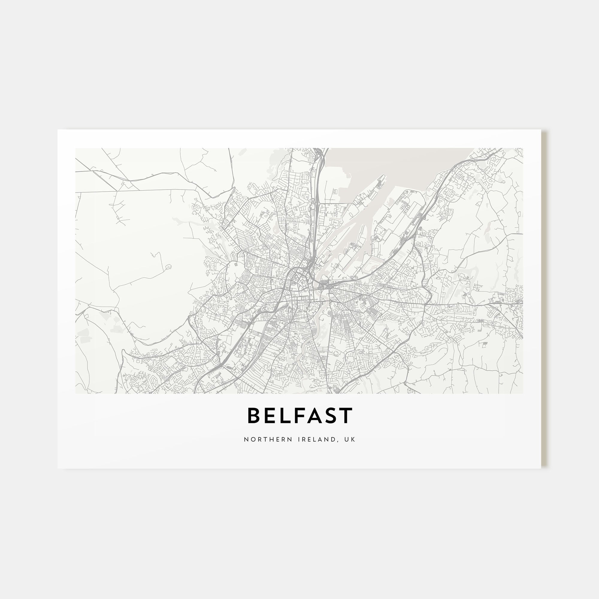 Belfast Map Landscape Poster