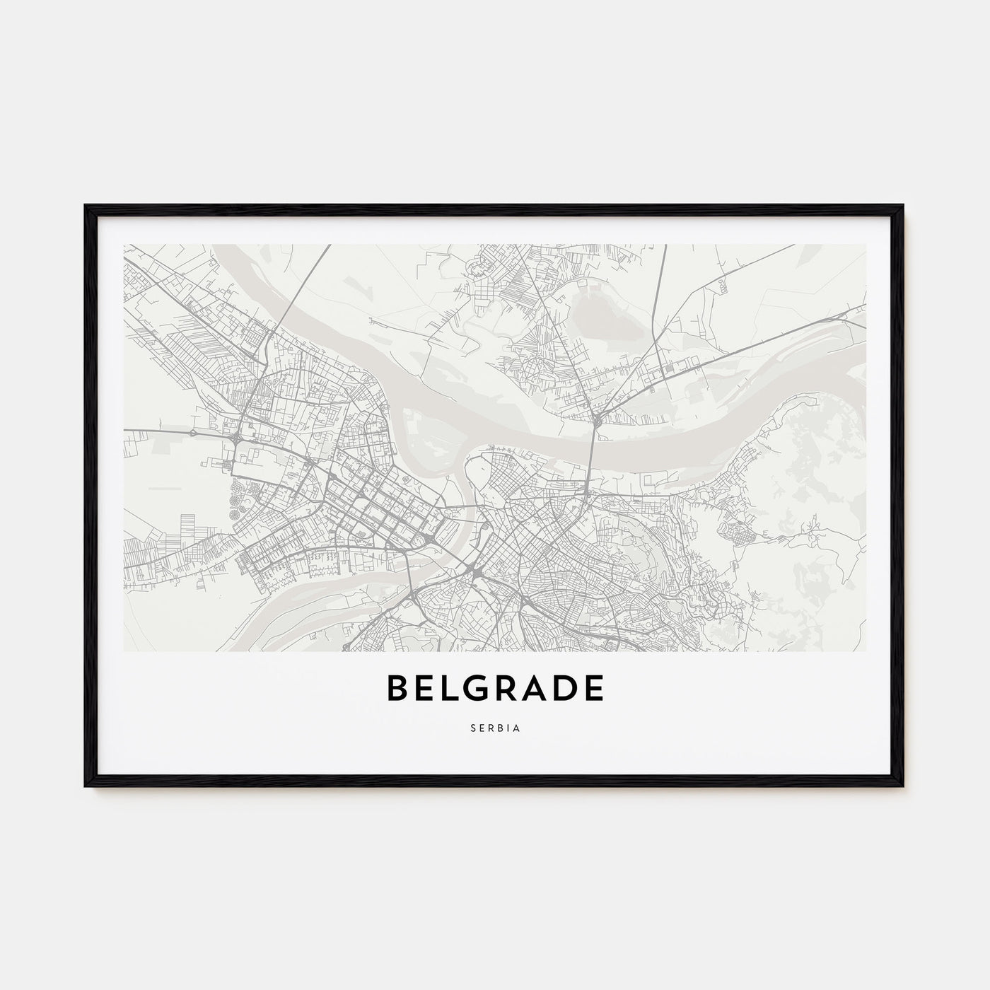Belgrade Map Landscape Poster