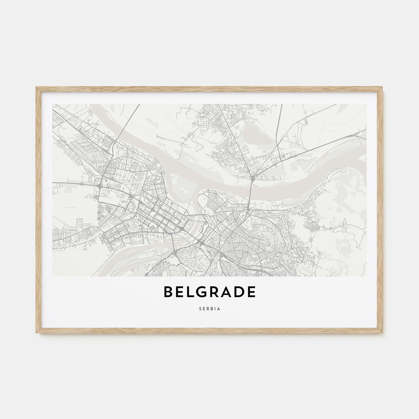 Belgrade Map Landscape Poster