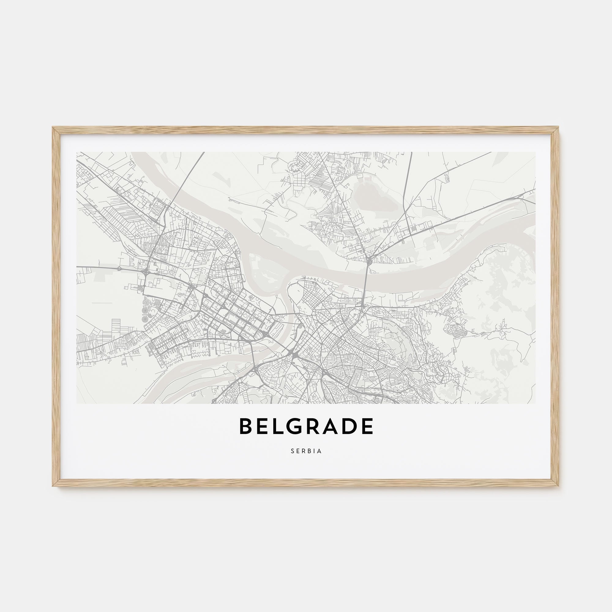 Belgrade Map Landscape Poster