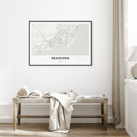 Benidorm Map Landscape Poster